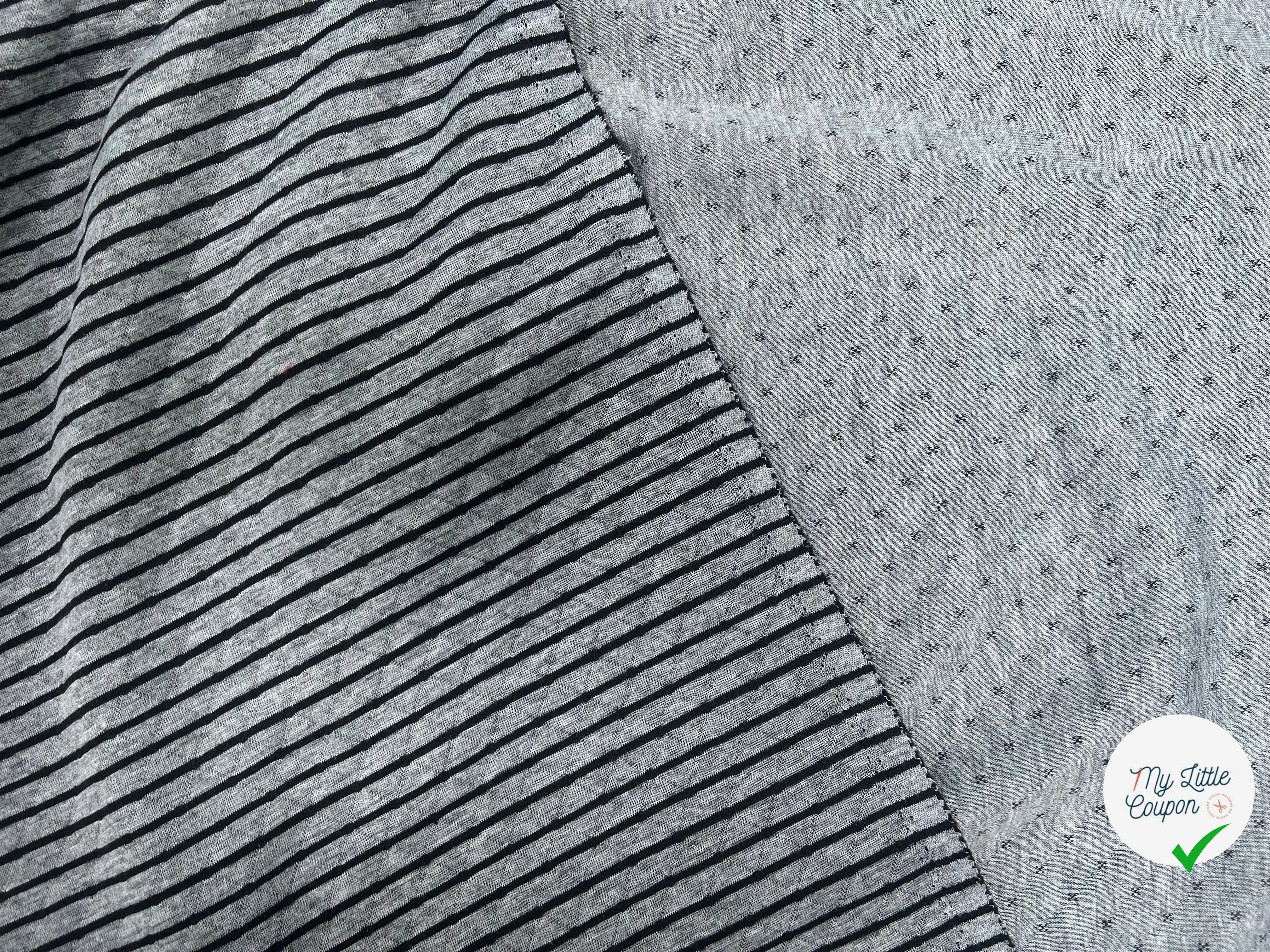MOLLETON GRIS RAYURES NOIRES - My Little Coupon