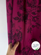 MOLLETON LÉGER VISCOSE STRIÉ AUBERGINE FUCHSIA GROSSE FLEURS MLC INTERN