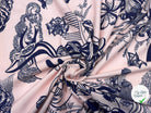 MOLLETON SAUMON MOTIF ABSTRAIT BLEU MARINE - My Little Coupon