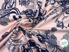 MOLLETON SAUMON MOTIF ABSTRAIT BLEU MARINE - My Little Coupon