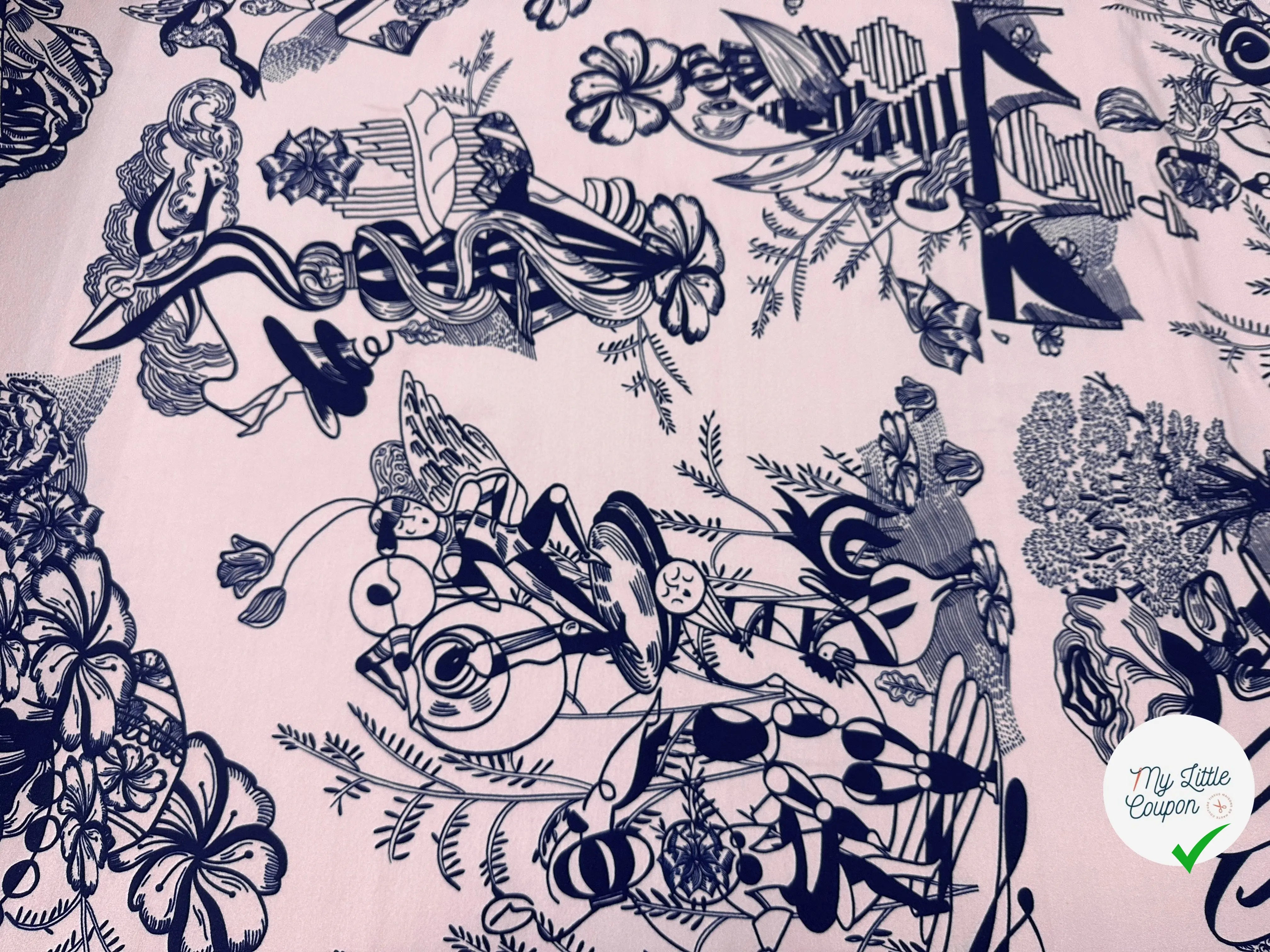 MOLLETON SAUMON MOTIF ABSTRAIT BLEU MARINE - My Little Coupon