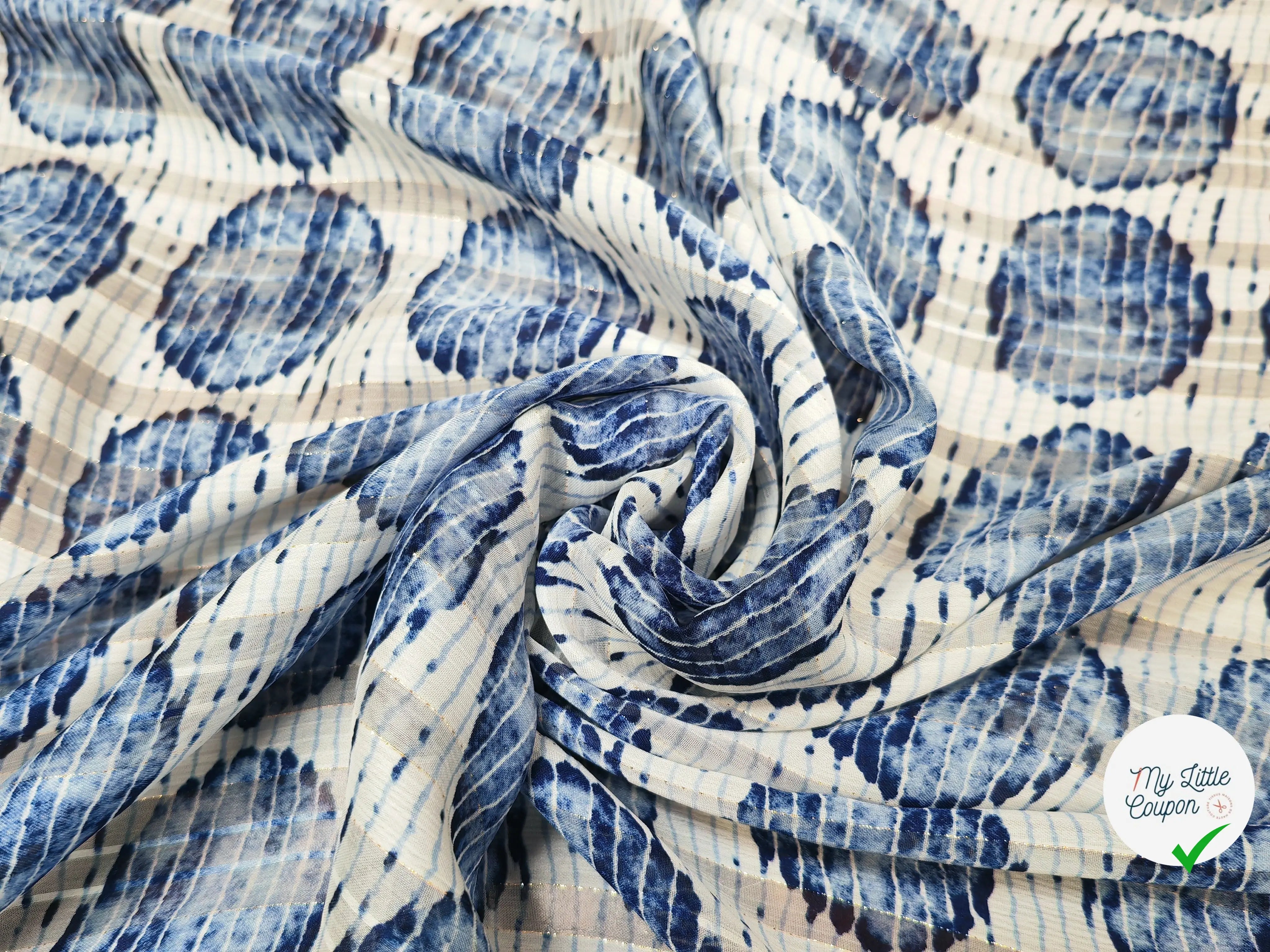 MOUSSELINE CERCLE BLUE FOND BLANC - My Little Coupon