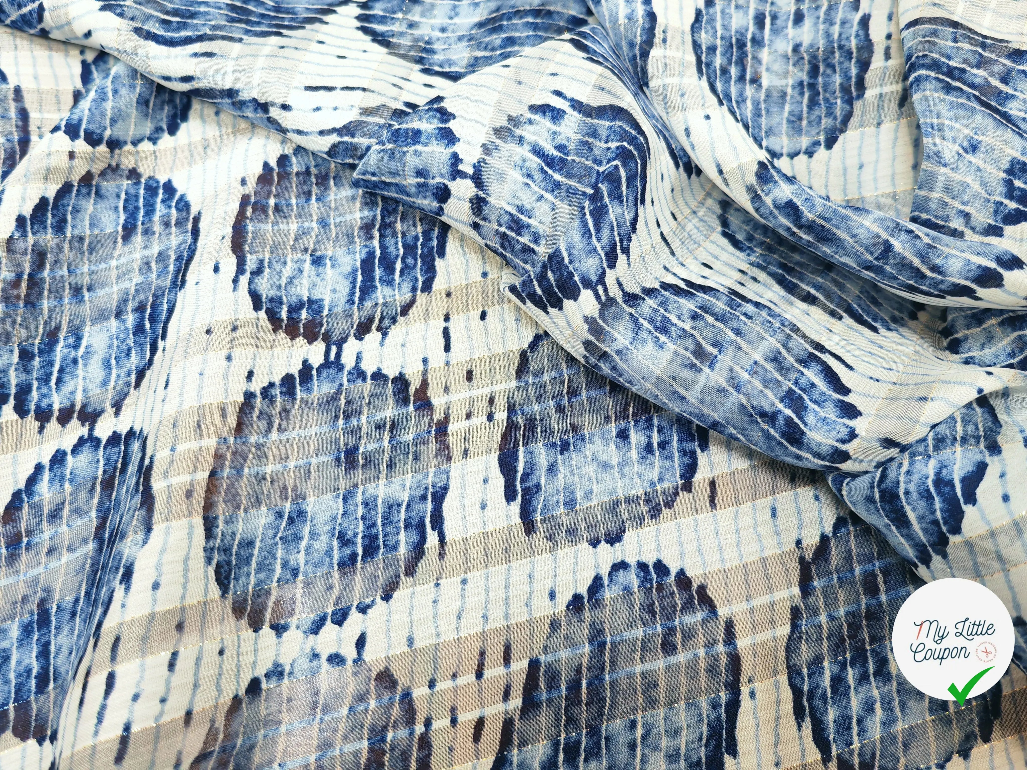 MOUSSELINE CERCLE BLUE FOND BLANC - My Little Coupon