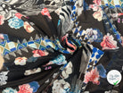MOUSSELINE DE SOIE FIORI E GEOMETRIA SFONDO NERO - My Little Coupon