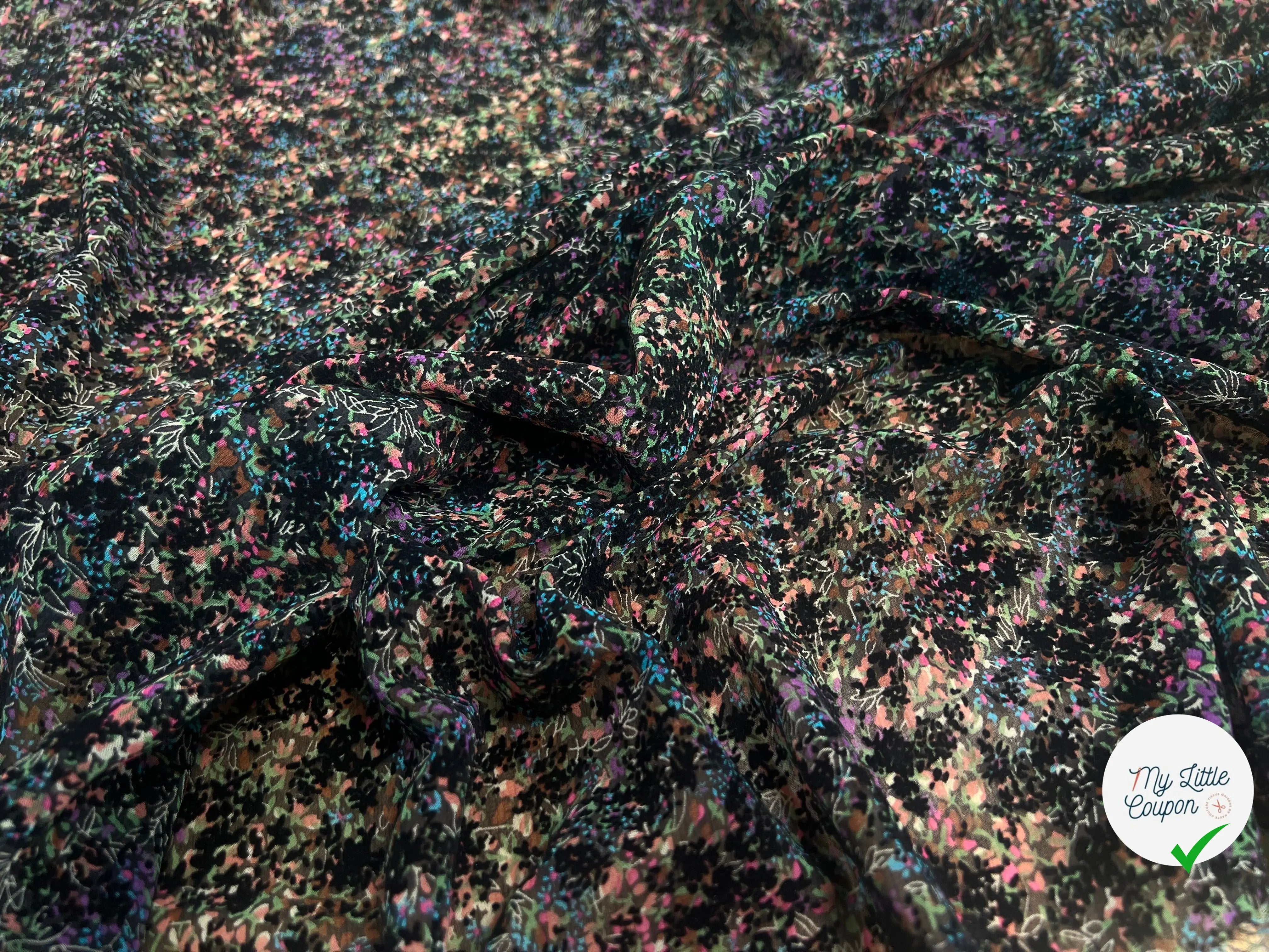 MOUSSELINE DÉVORÉE FLEURS VELOURS - My Little Coupon