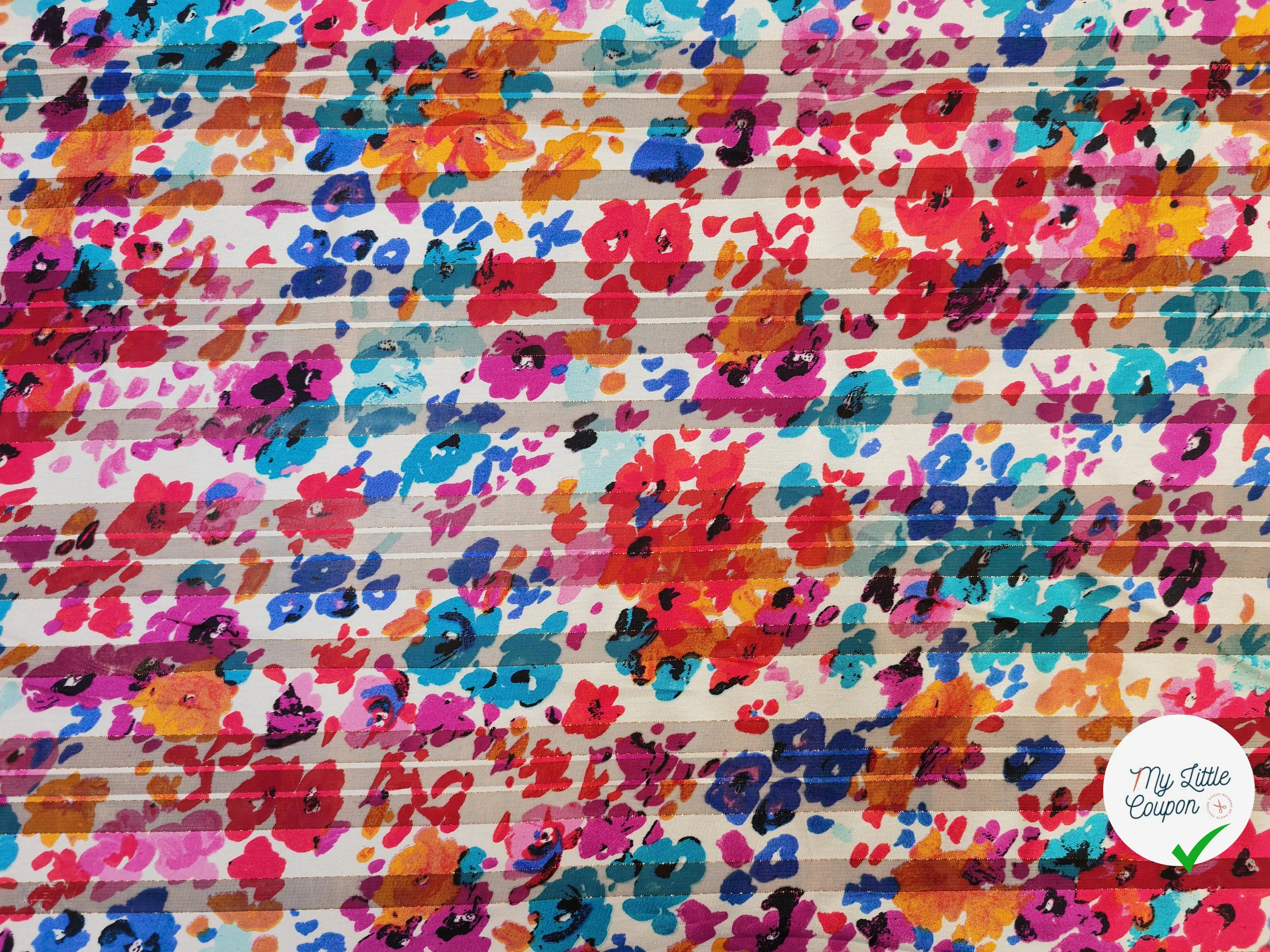 MOUSSELINE FLEURS AQUARELLE BLEUE & ROUGE - My Little Coupon