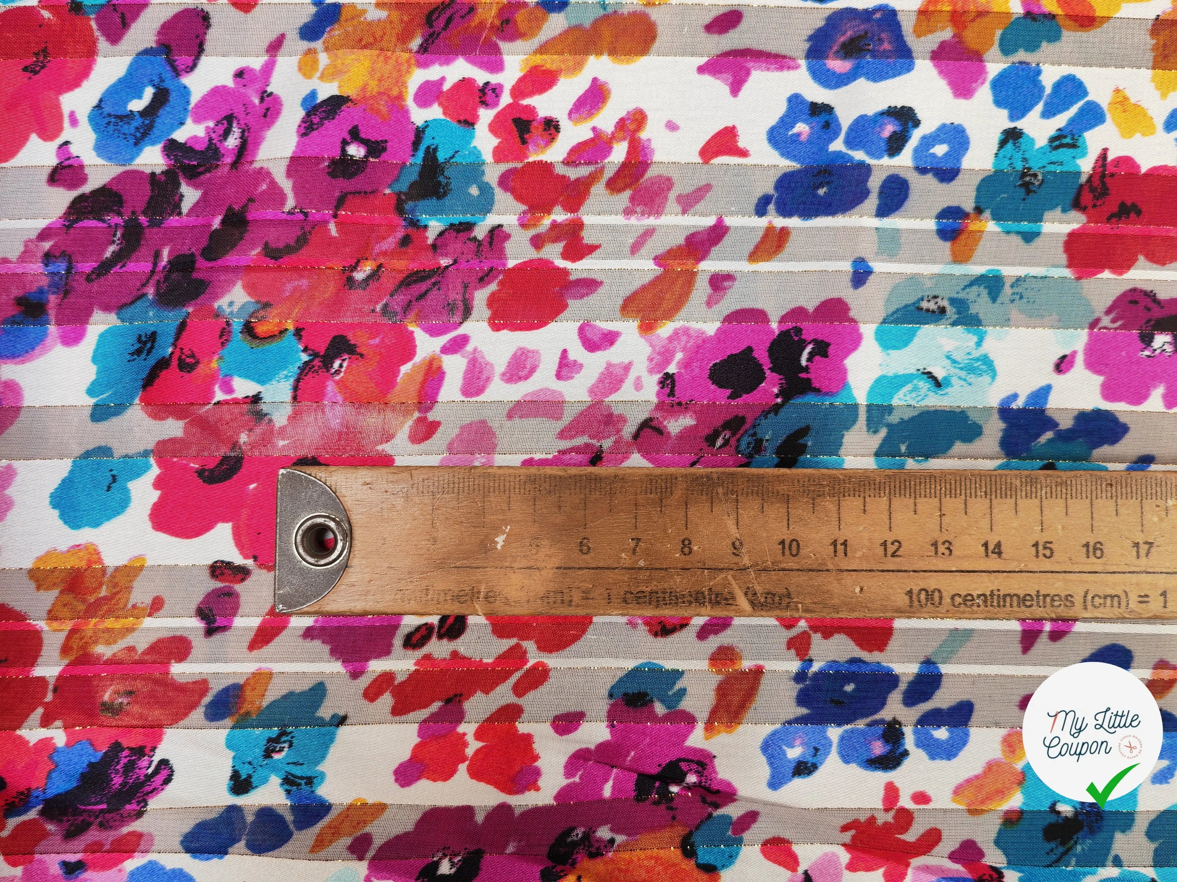 MOUSSELINE FLEURS AQUARELLE BLEUE & ROUGE - My Little Coupon