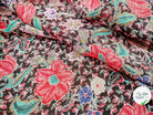 MOUSSELINE FLEURS ORIENTALES FOND NOIR - My Little Coupon