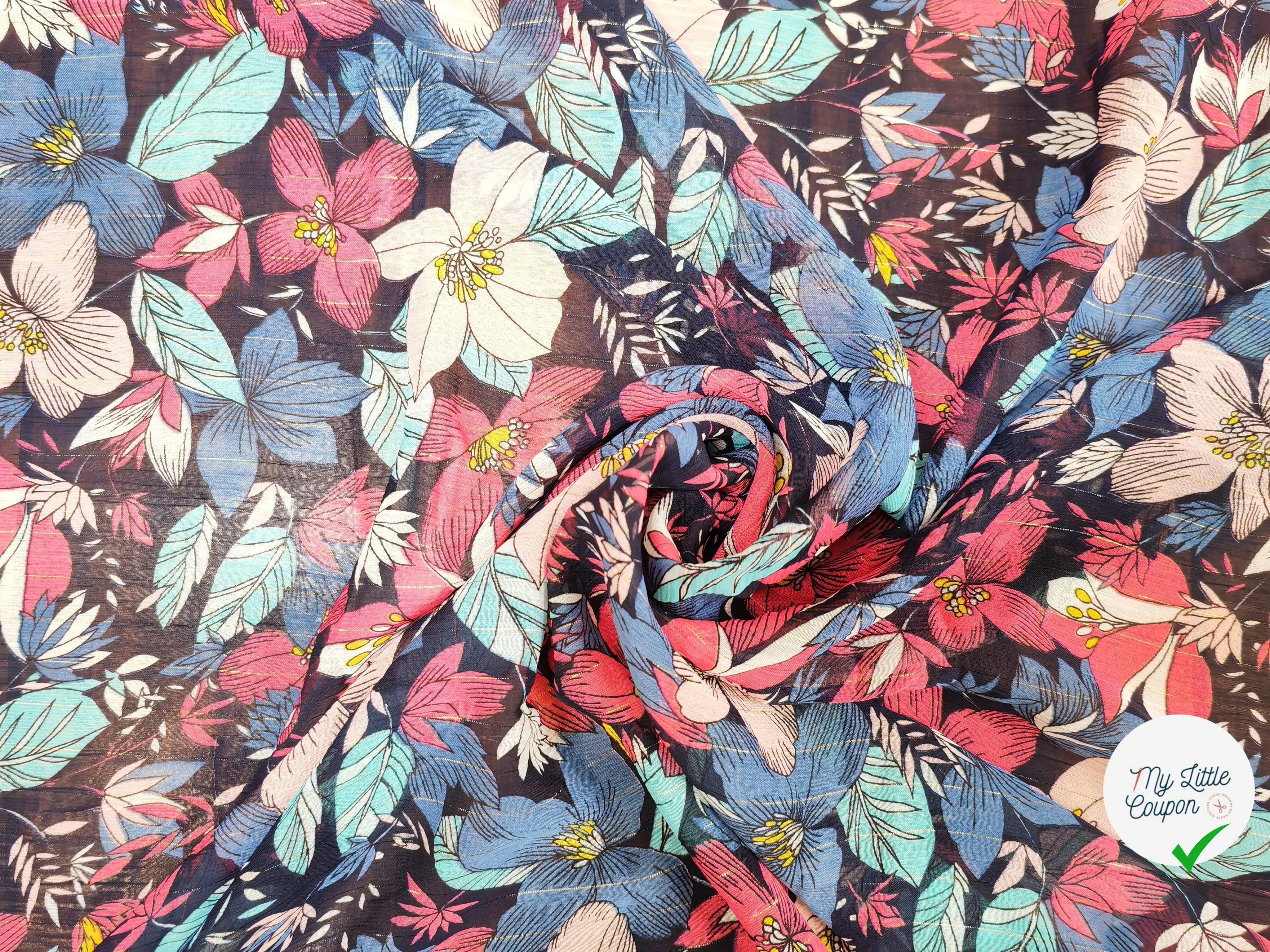 MOUSSELINE HIBISCUS ROSE & BLEU - My Little Coupon