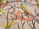 MOUSSELINE JAUNE MARRON MOTIF ABSTRAIT POLYESTER - My Little Coupon