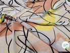 MOUSSELINE JAUNE MARRON MOTIF ABSTRAIT POLYESTER - My Little Coupon