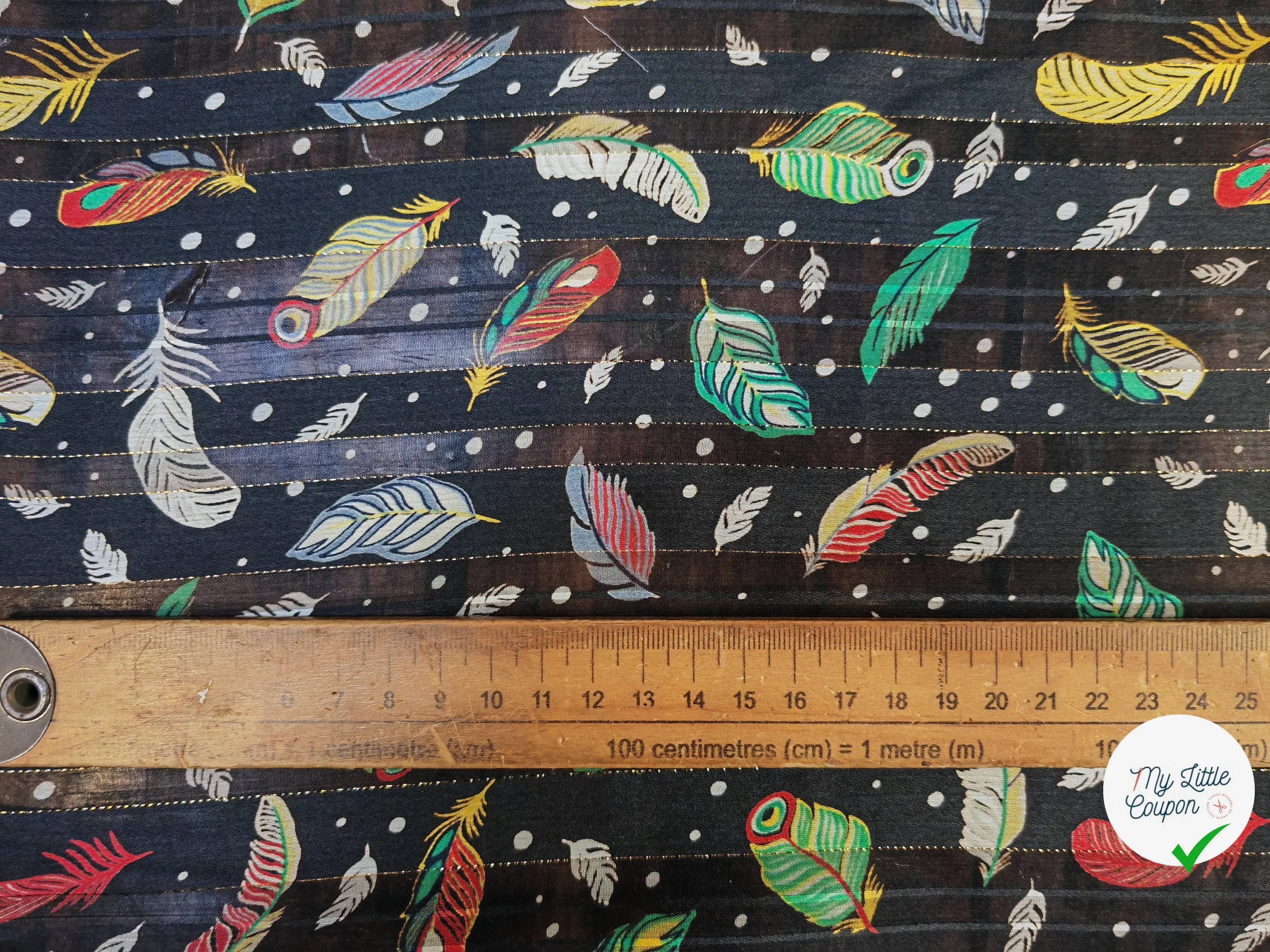 MOUSSELINE OSLOW PLUMES MULTICOLORE FOND NOIR - My Little Coupon