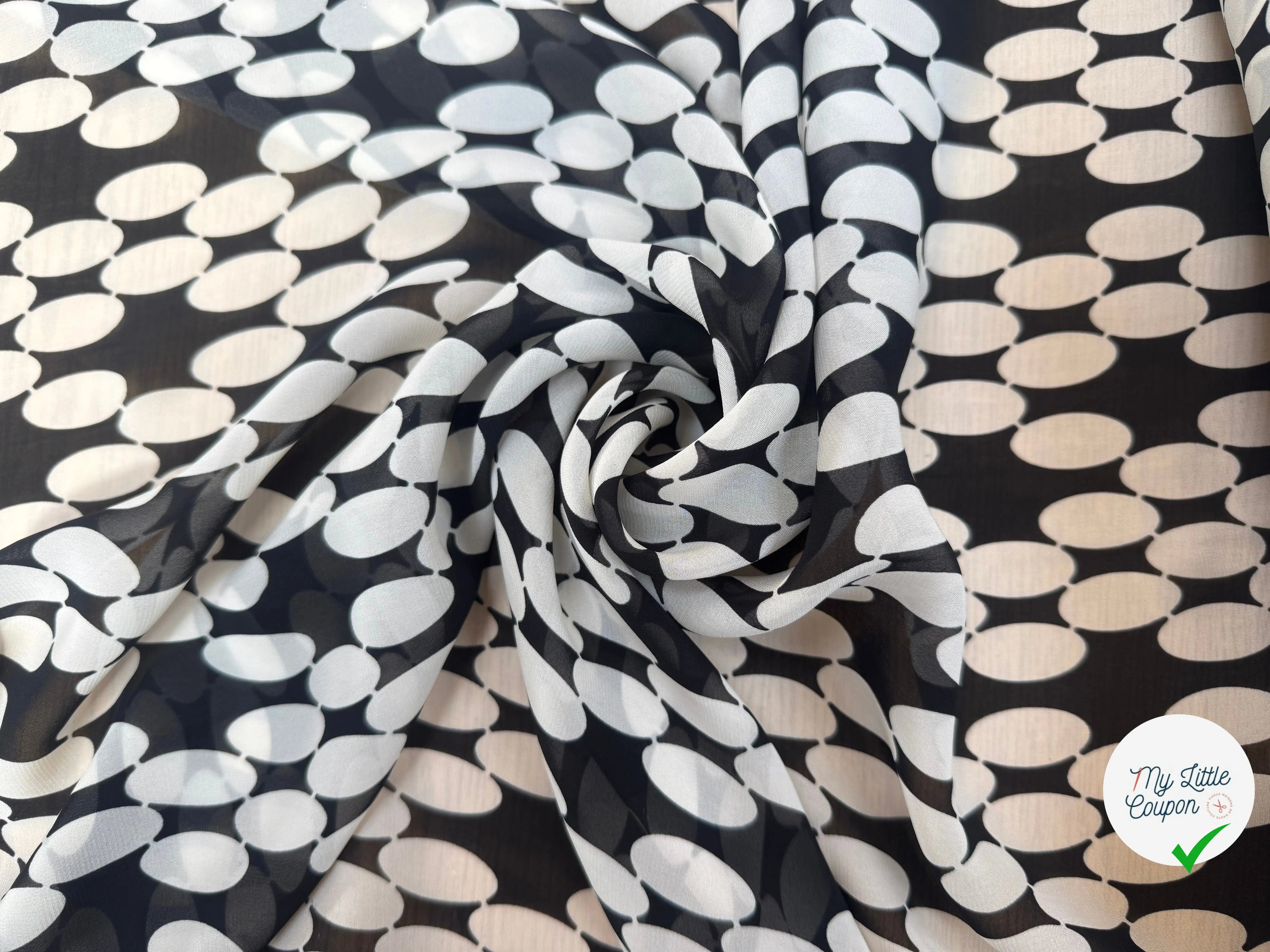 MOUSSELINE VISCOSE FIND NOIR POIDS BLANC - My Little Coupon