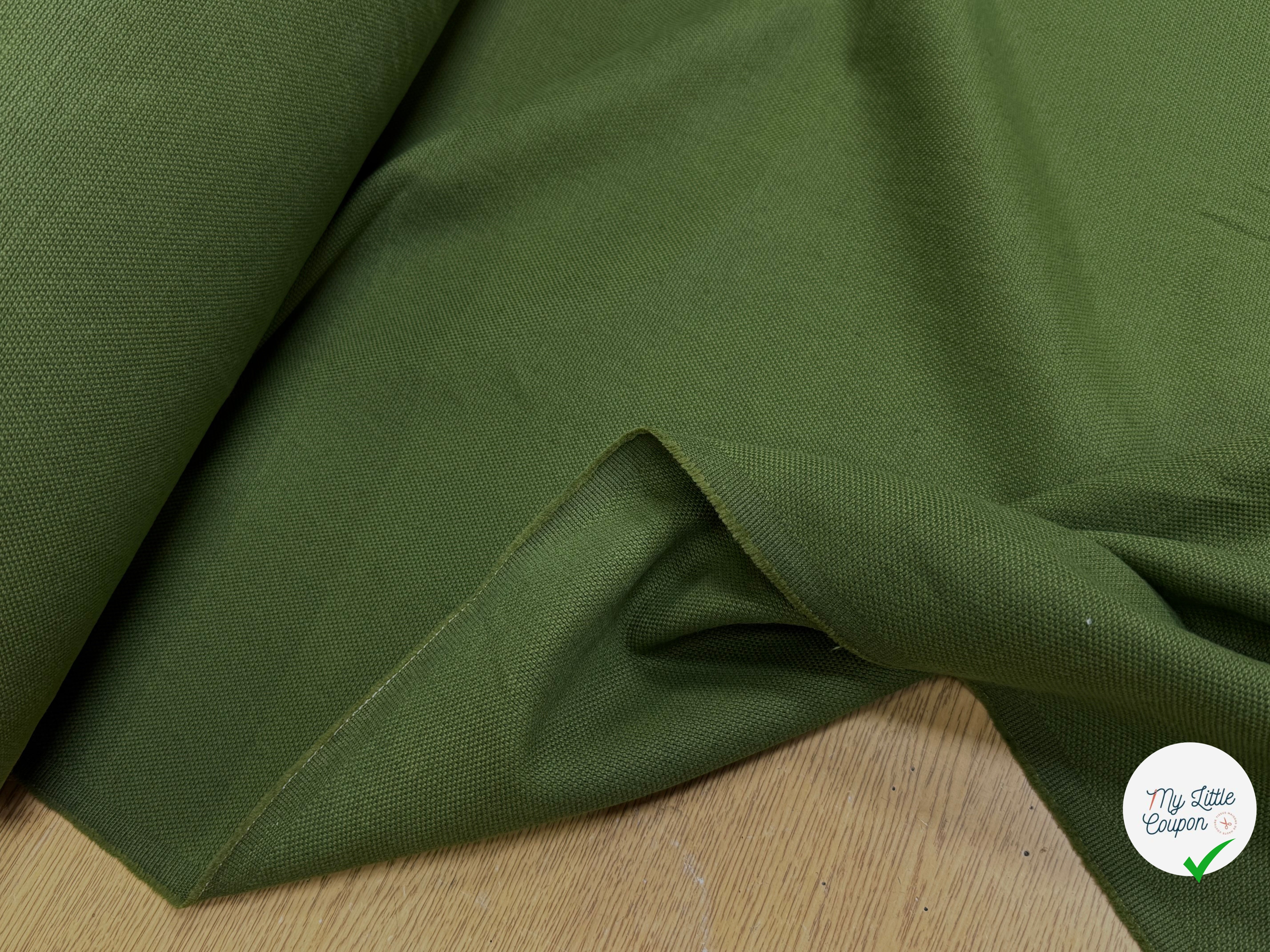 TOILE NATTÉE DE COTON LIN LOURDE VERT 56% COTON - My Little Coupon
