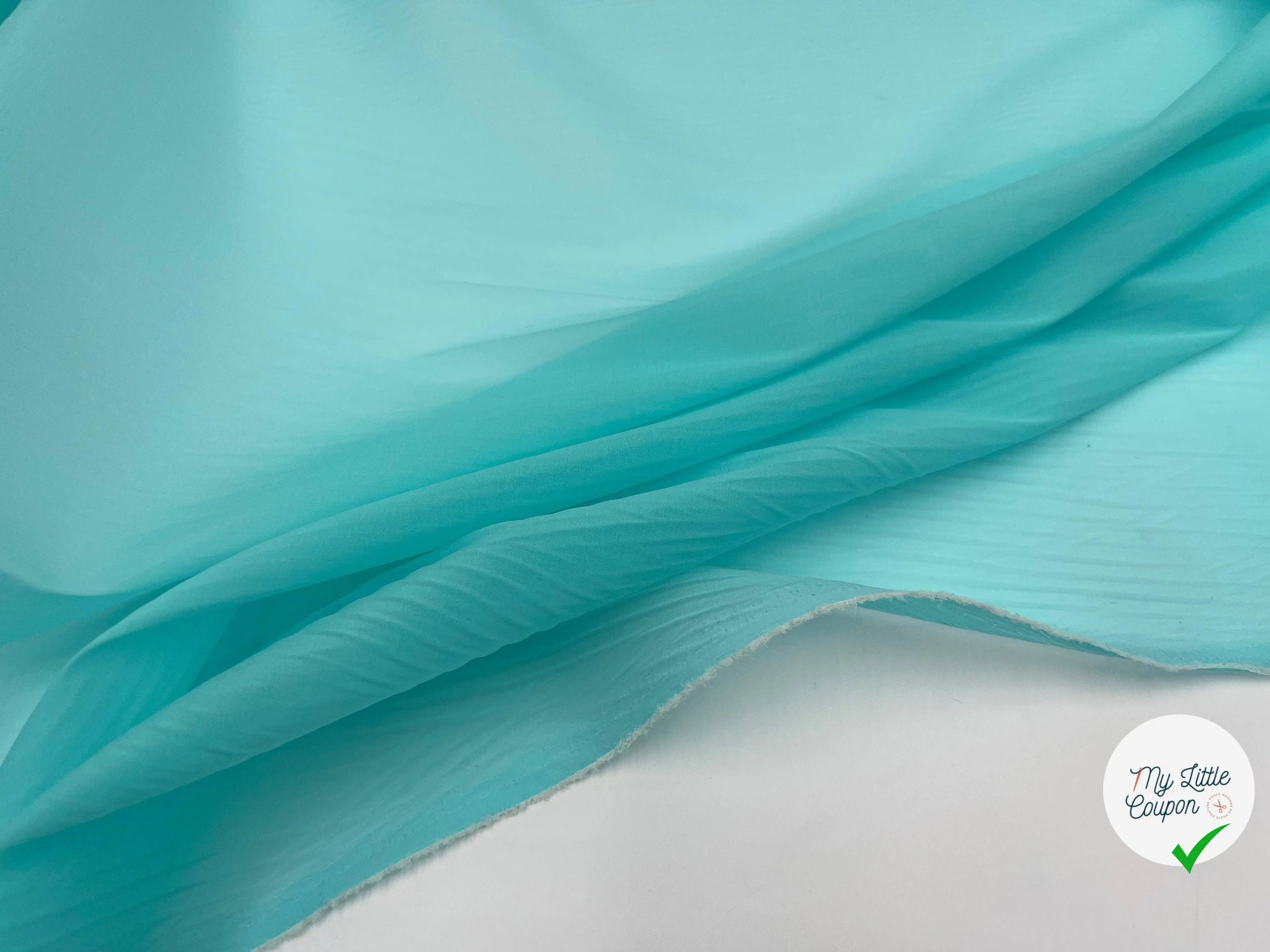 ORGANZA DE SOIE STRETCH BLUE AQUA - My Little Coupon - tissu - coudre