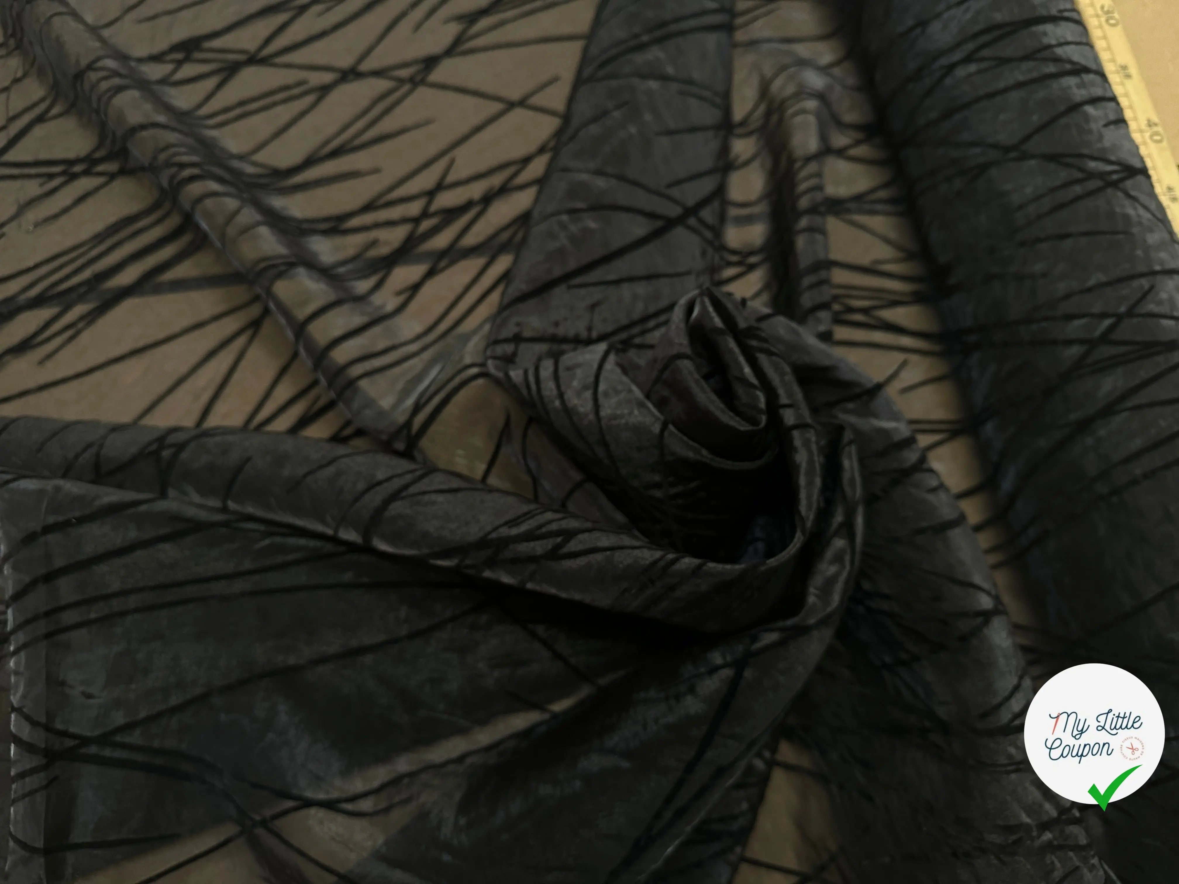 ORGANZA NOIR DEVORÉ PANNE DE VELOURS - My Little Coupon