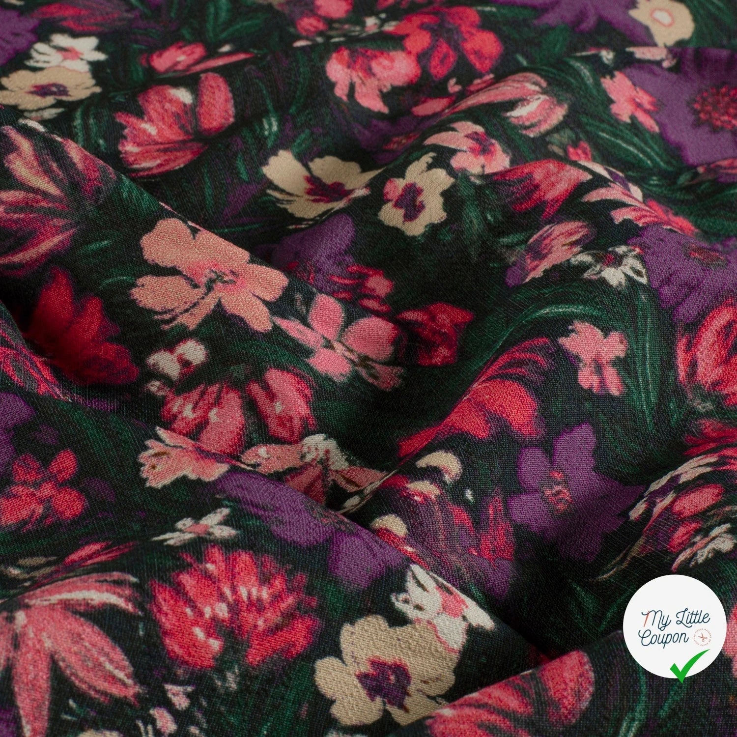 Ottoman de viscose fleurs fuchsia