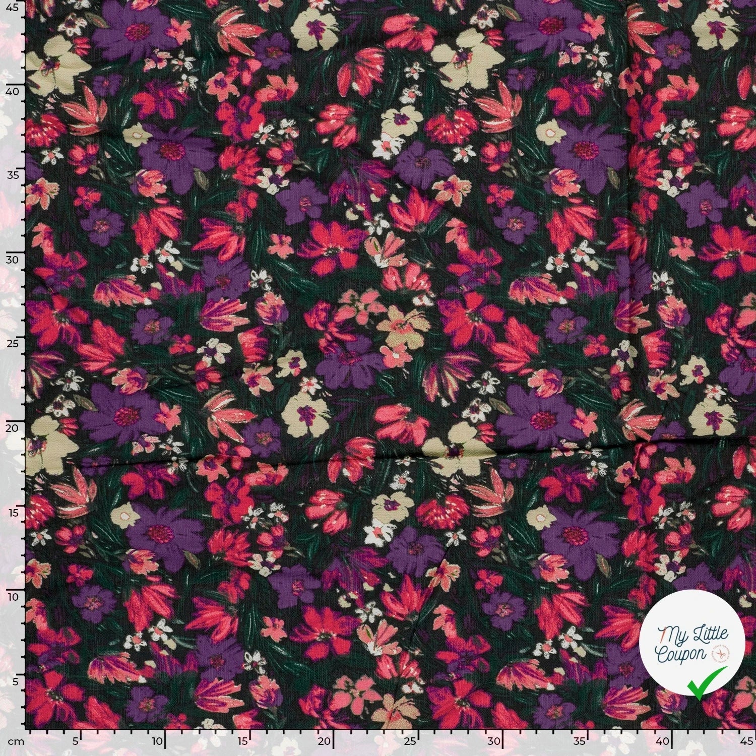 Ottoman de viscose fleurs fuchsia