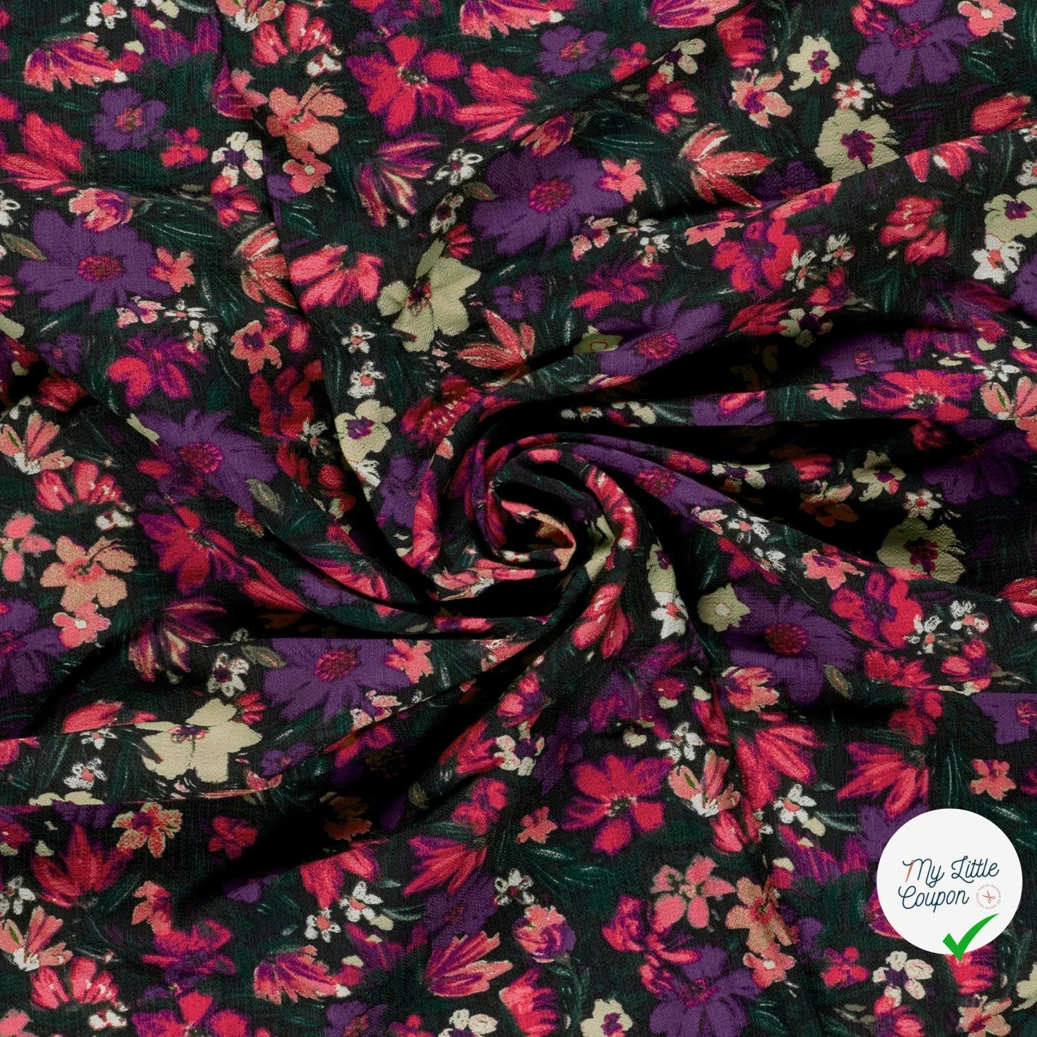 Ottoman de viscose fleurs fuchsia