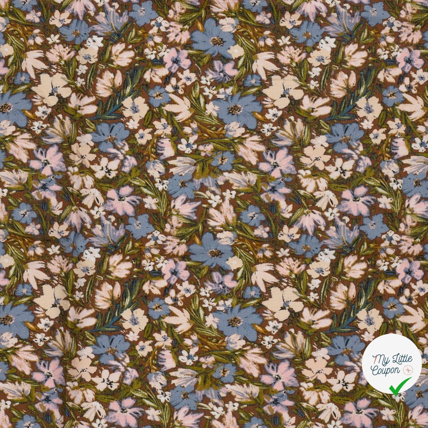 Ottoman de viscose fleurs marron