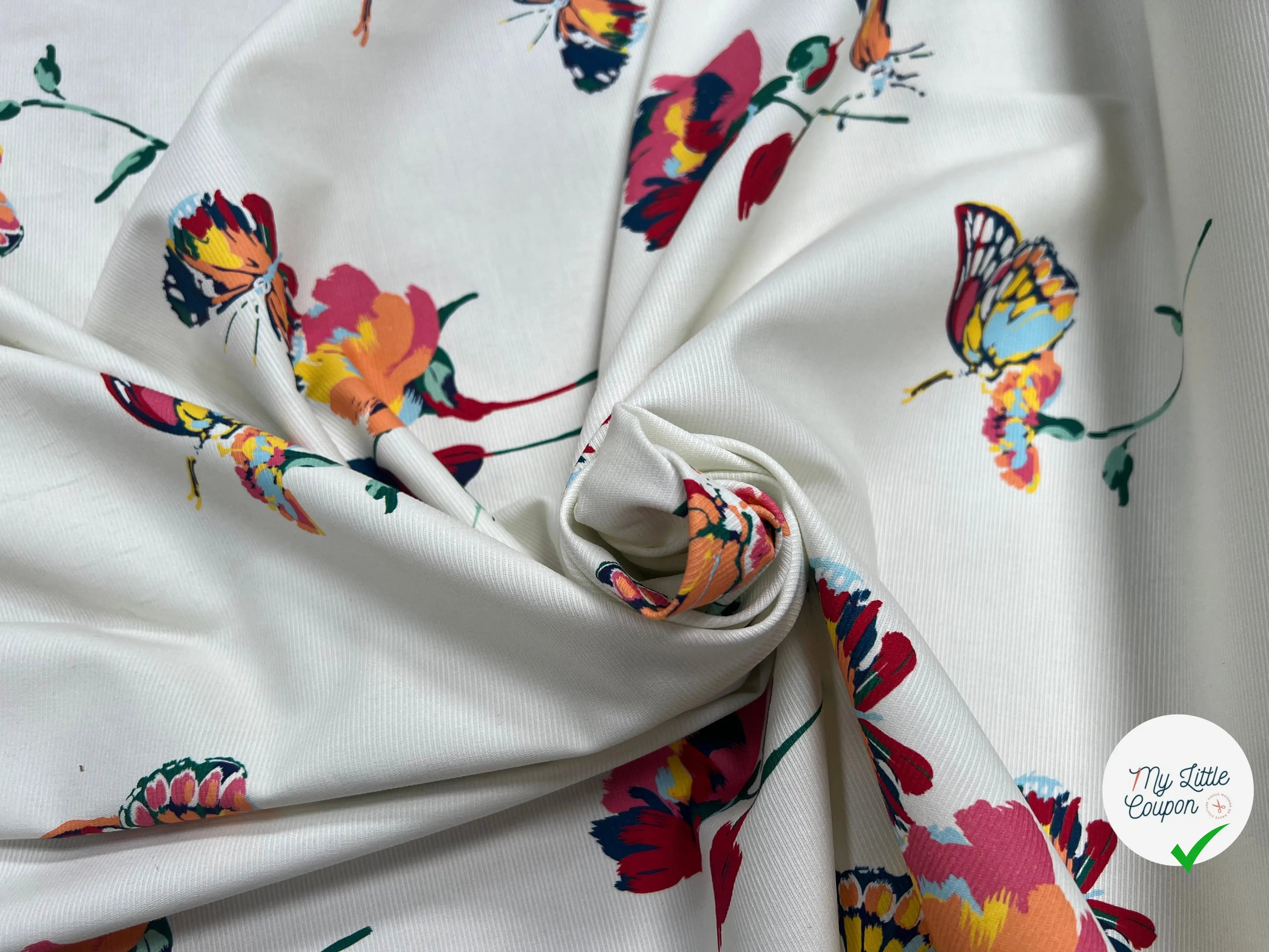 OTTOMAN STRETCH COTON CRÈME PAPILLONS - My Little Coupon