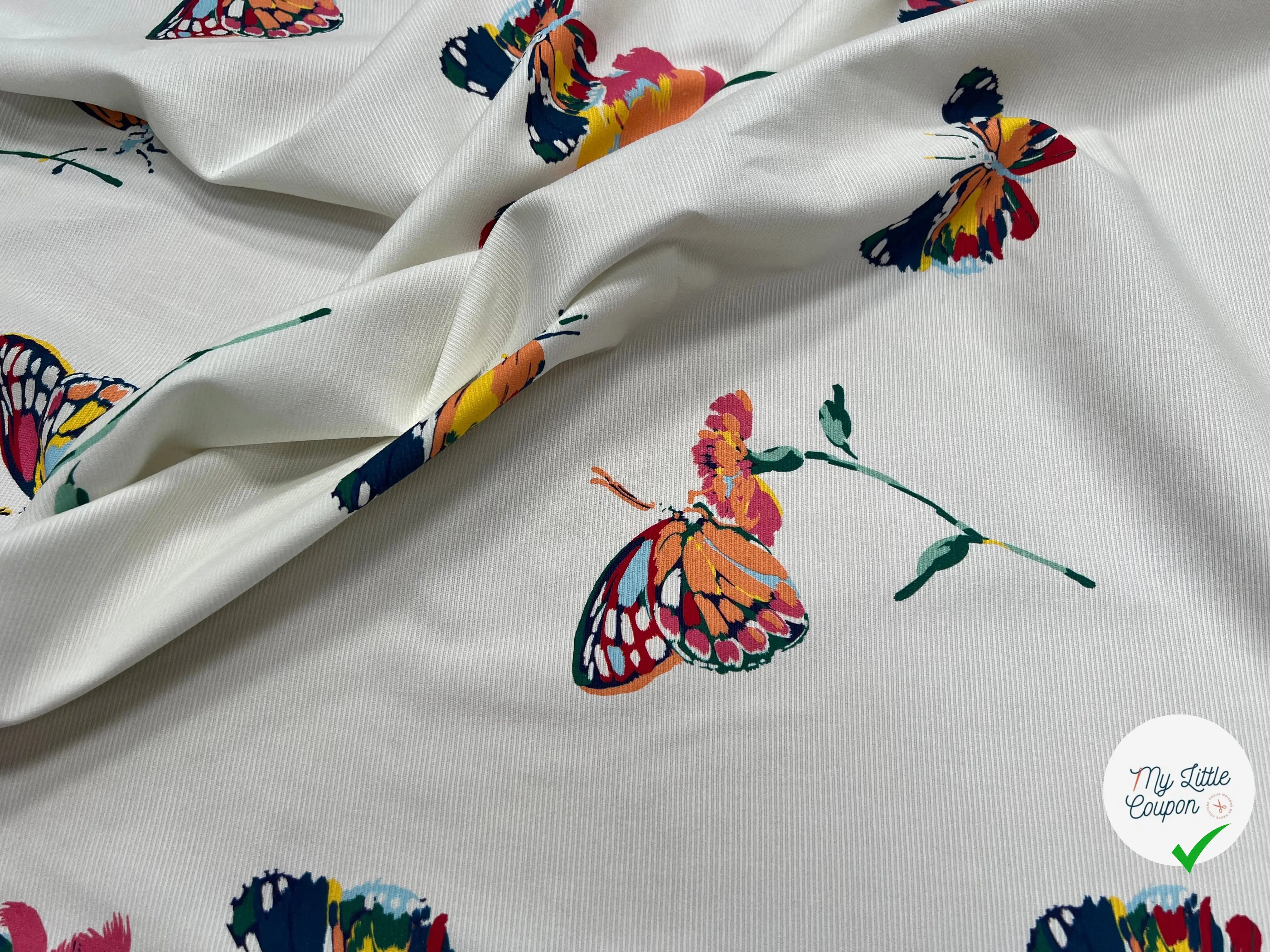 OTTOMAN STRETCH COTON CRÈME PAPILLONS - My Little Coupon