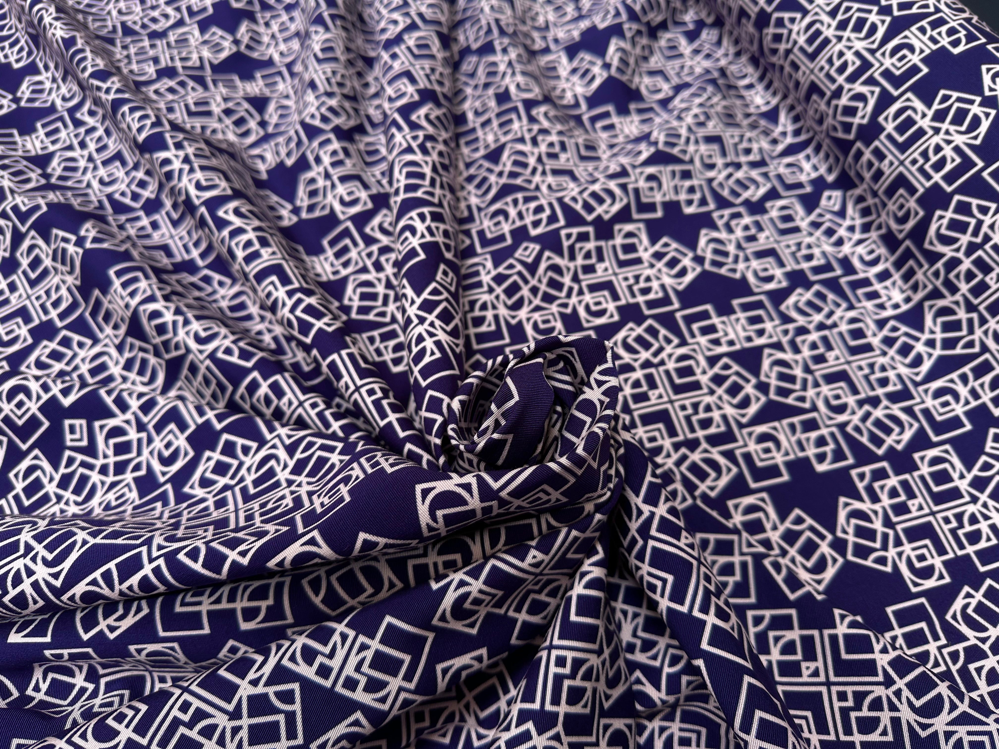 OTTOMAN VISCOSE COTON GÉOMETRIE ROSE SUR BLEU - My Little Coupon