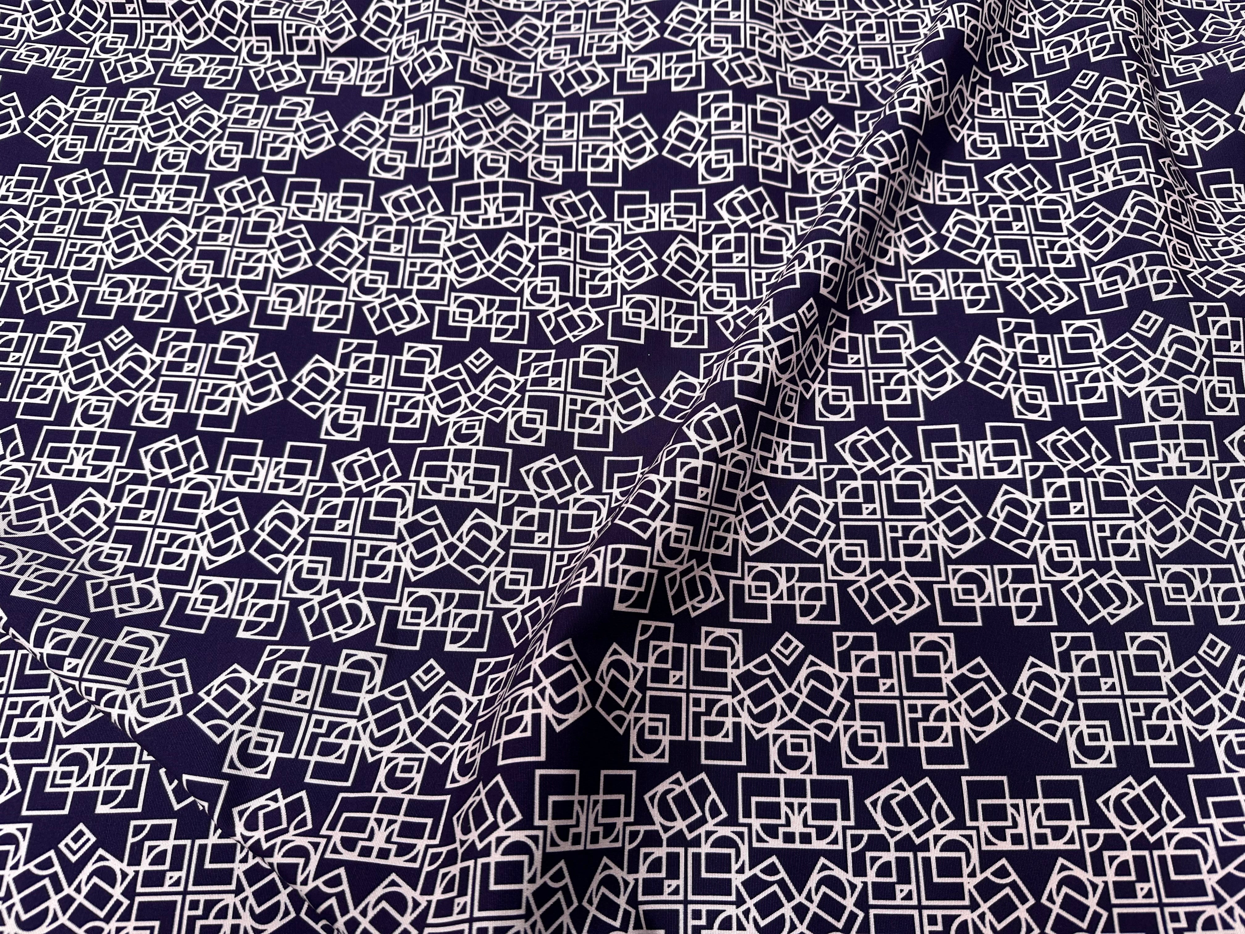 OTTOMAN VISCOSE COTON GÉOMETRIE ROSE SUR BLEU - My Little Coupon