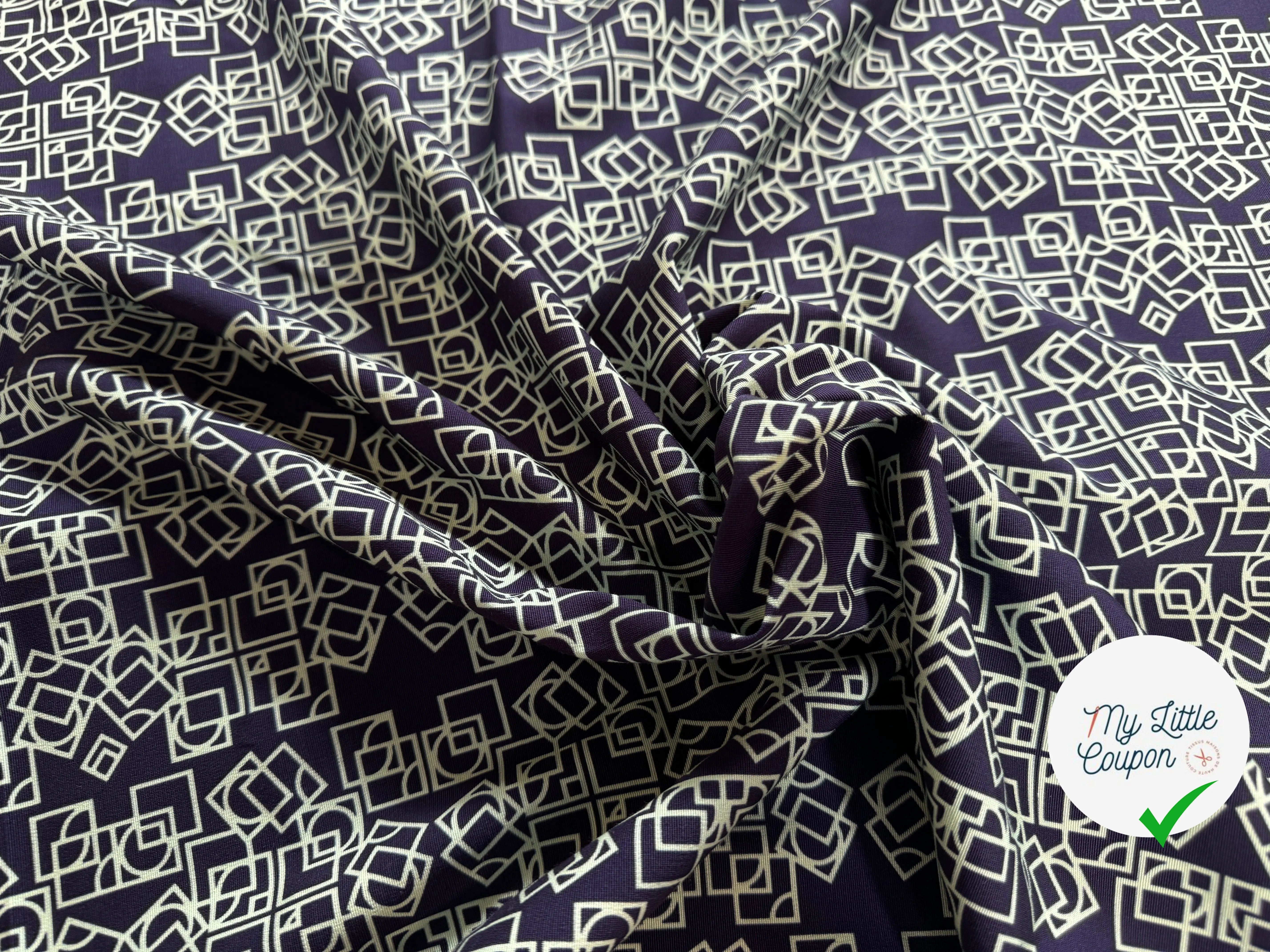 OTTOMAN VISCOSE COTON GÉOMETRIE VERT SUR BLEU - My Little Coupon