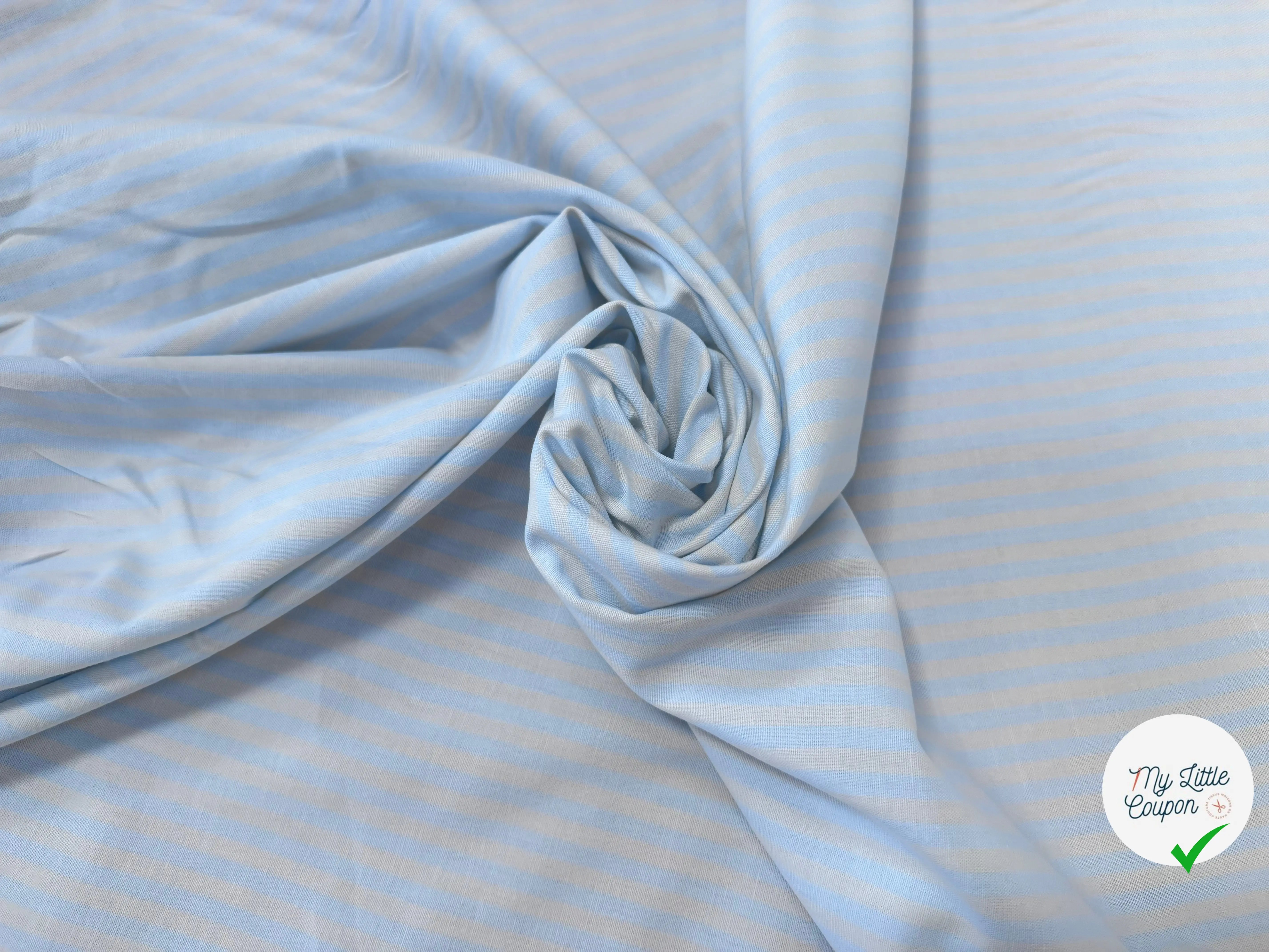 OXFORD COTON BLEU CIEL À RAYURES JAUNE PASTEL - My Little Coupon