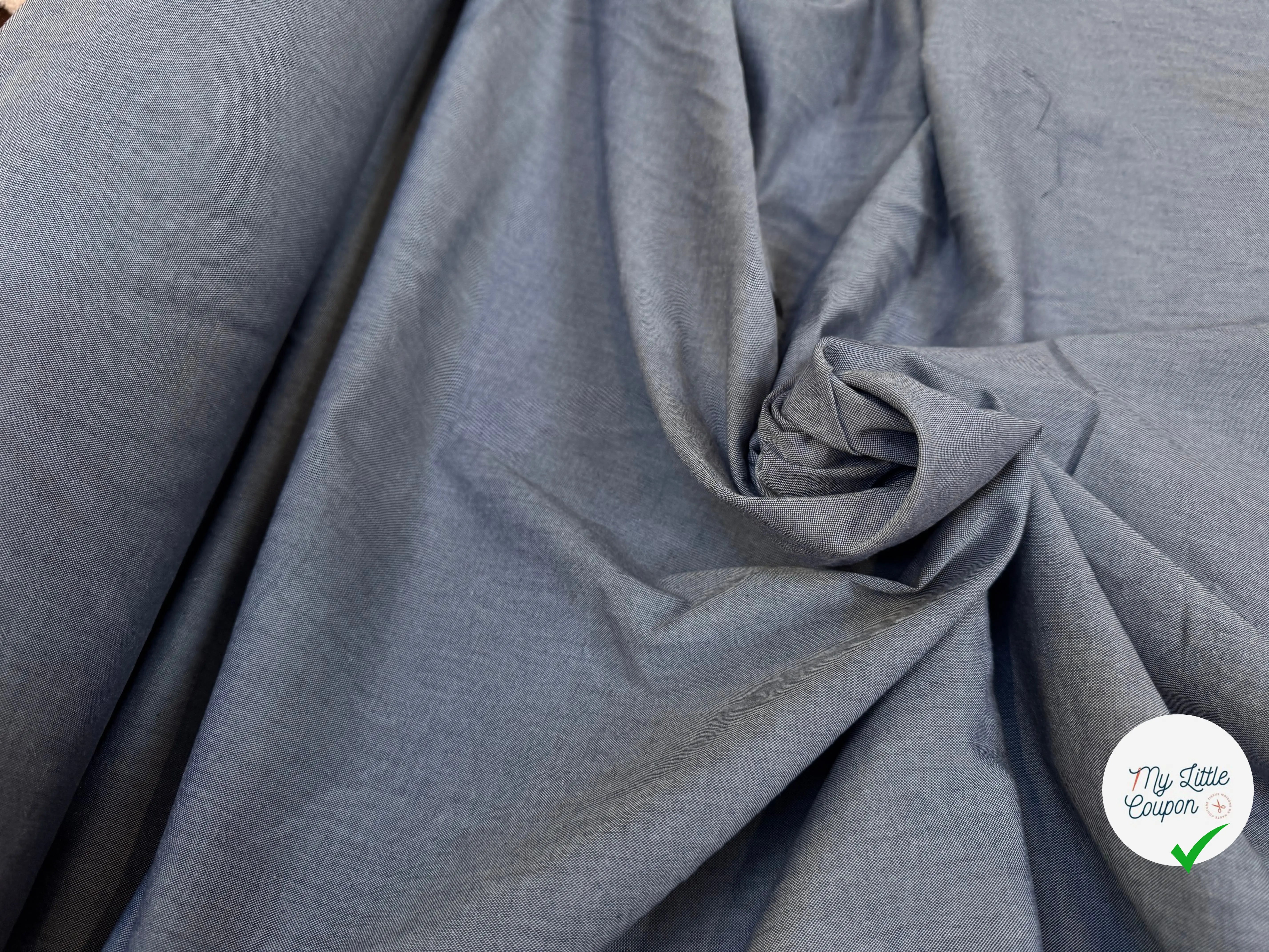 OXFORD DE COTON BLEU GRIS - My Little Coupon