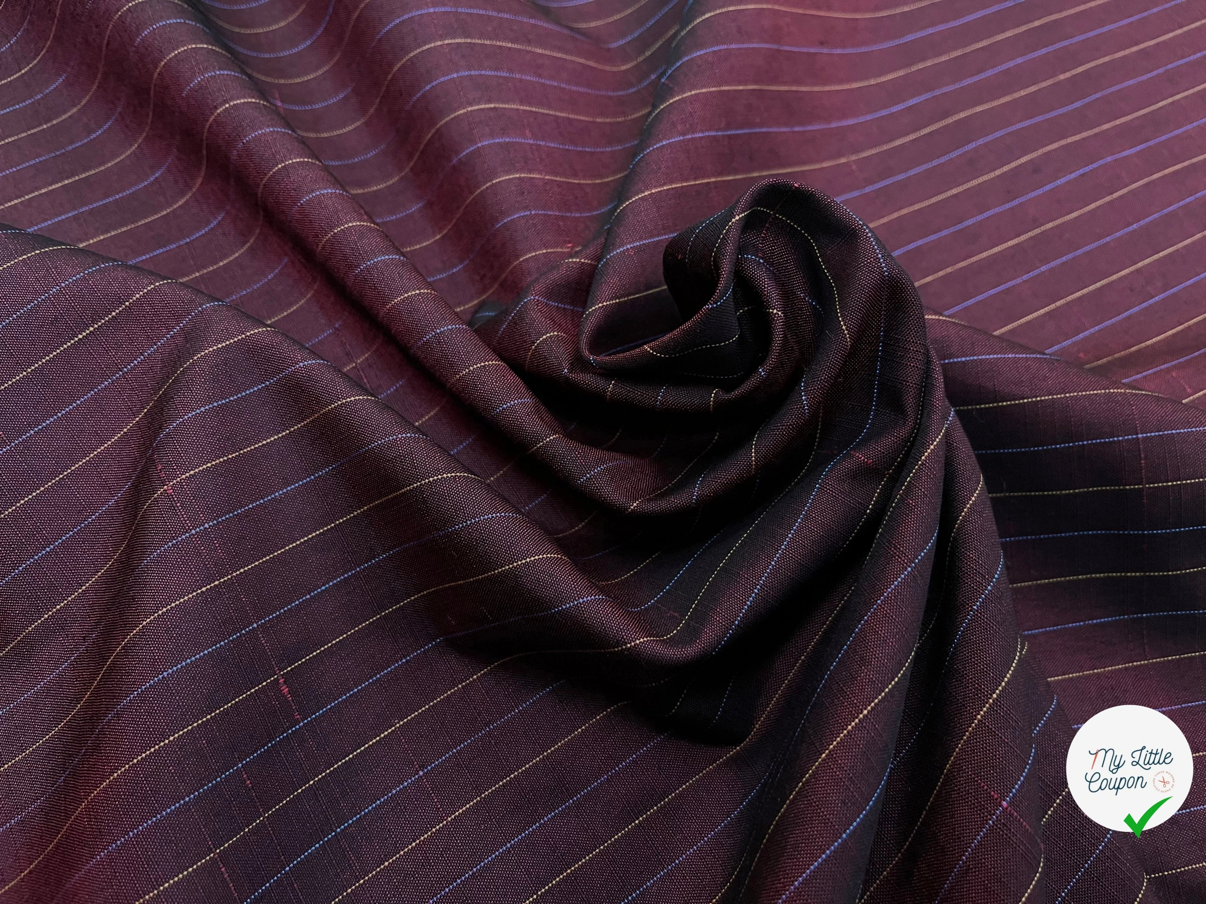 OXFORD DRU VISCOSE ROUGE WINE À RAYURES BLEU&JAUNE - My Little Coupon