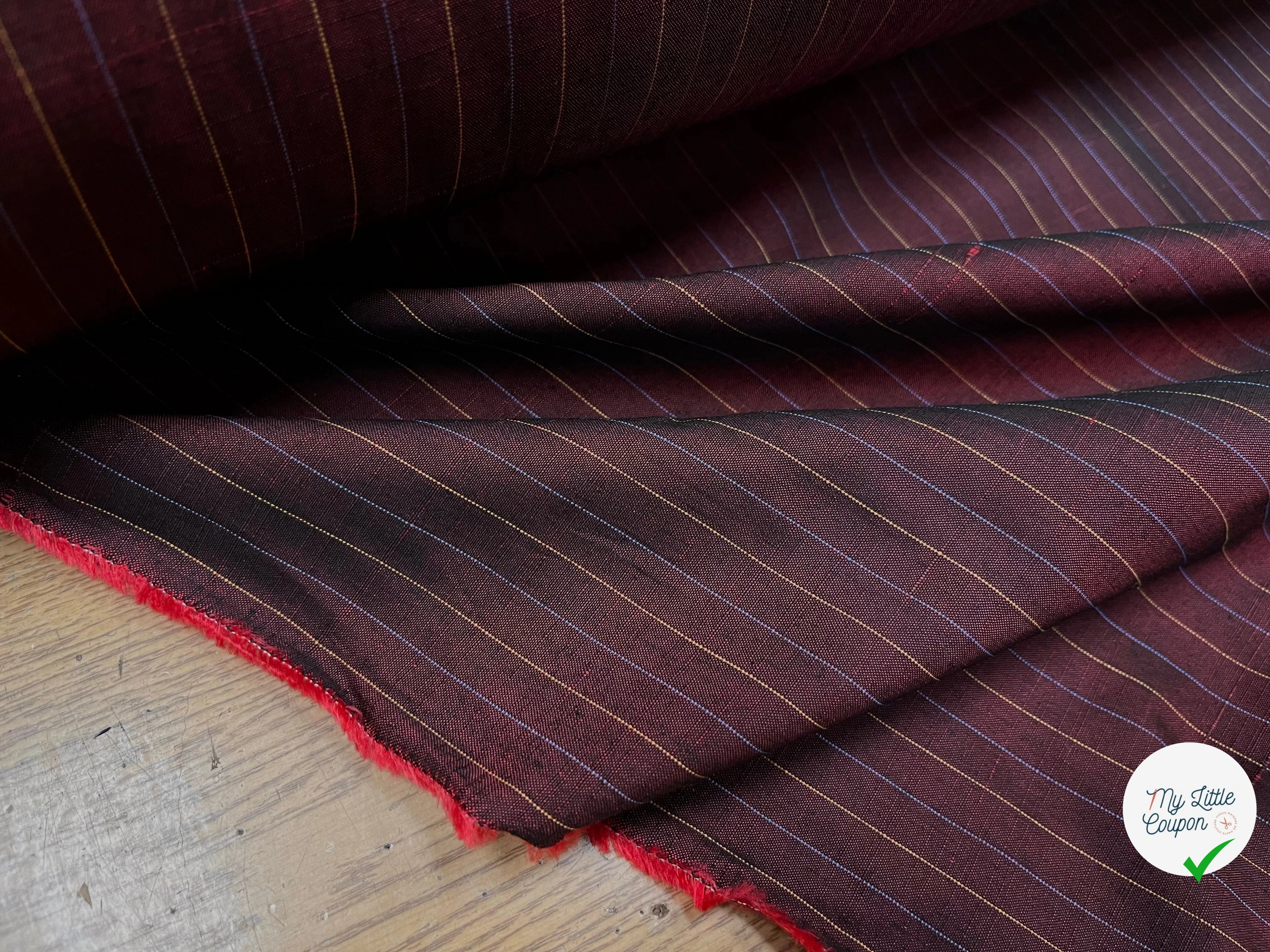 OXFORD DRU VISCOSE ROUGE WINE À RAYURES BLEU&JAUNE - My Little Coupon