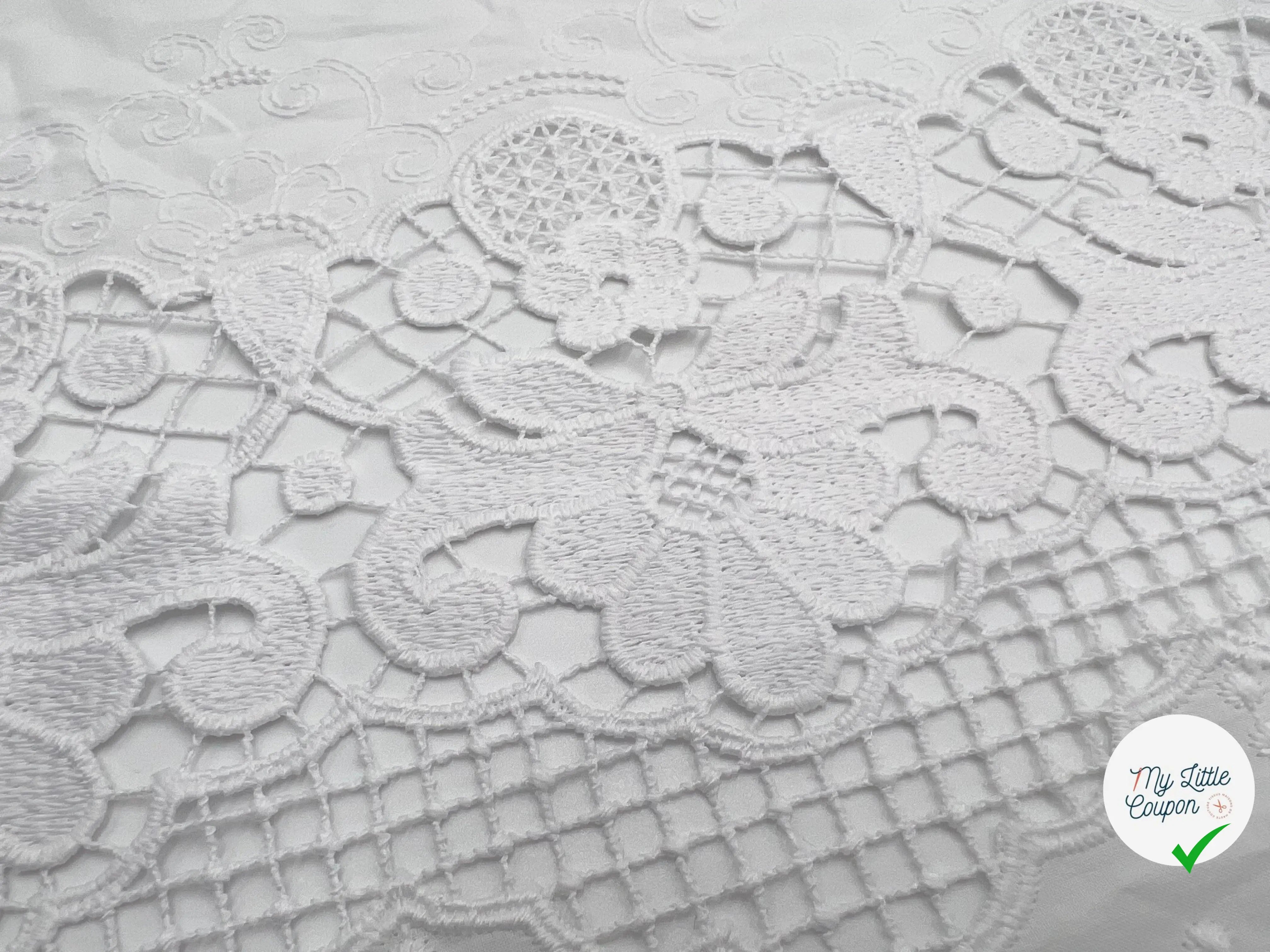 PERCALE BLANCHE À BASE REBRODÉE GUIPURE - My Little Coupon - tissu - coudre