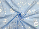 PERCALE BRODÉE MARGUERITE BLEU CIEL - My Little Coupon - tissu - coudre