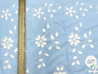PERCALE BRODÉE MARGUERITE BLEU CIEL - My Little Coupon - tissu - coudre