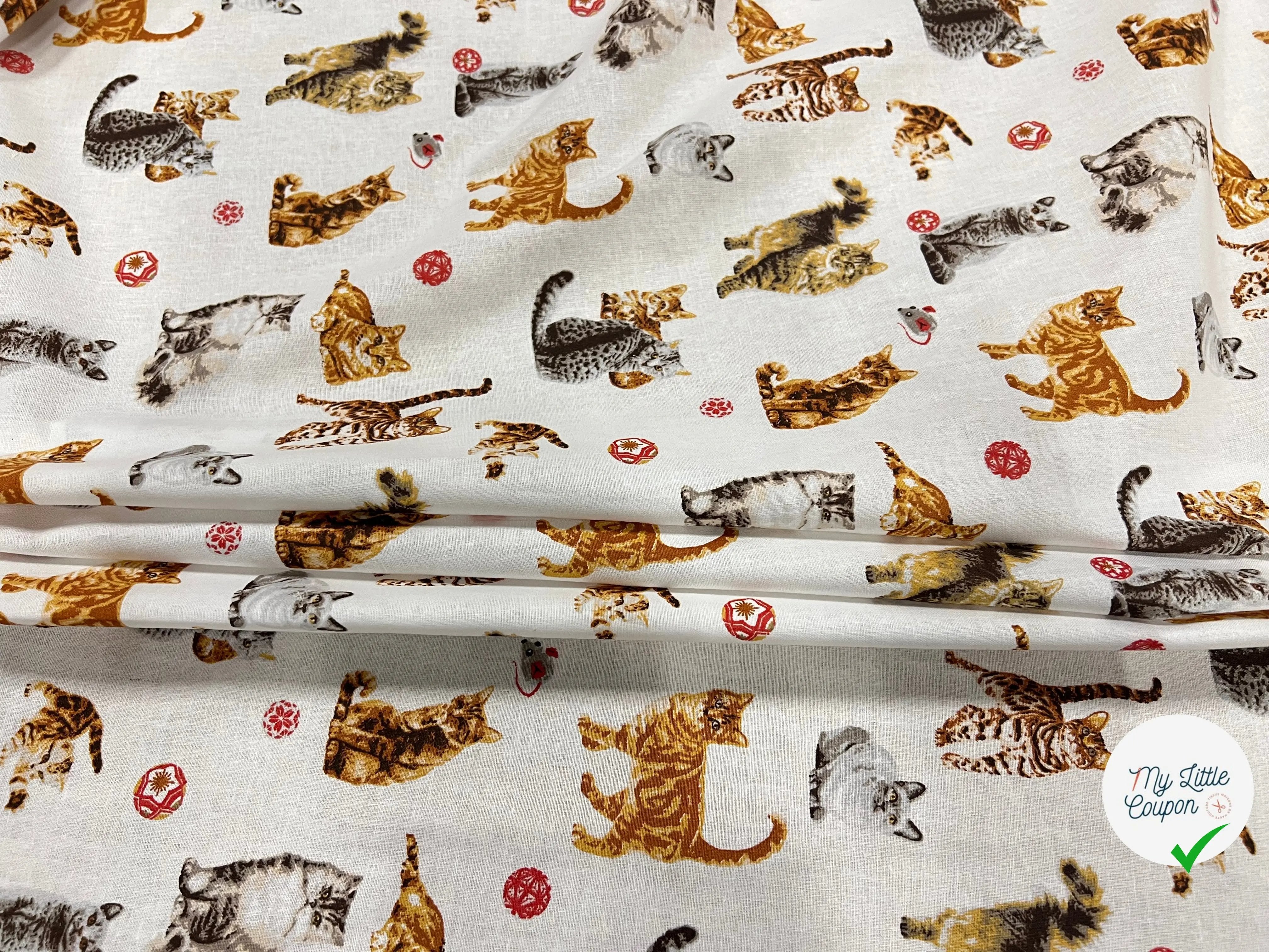 PERCALE COTON CHATS BLANC - My Little Coupon