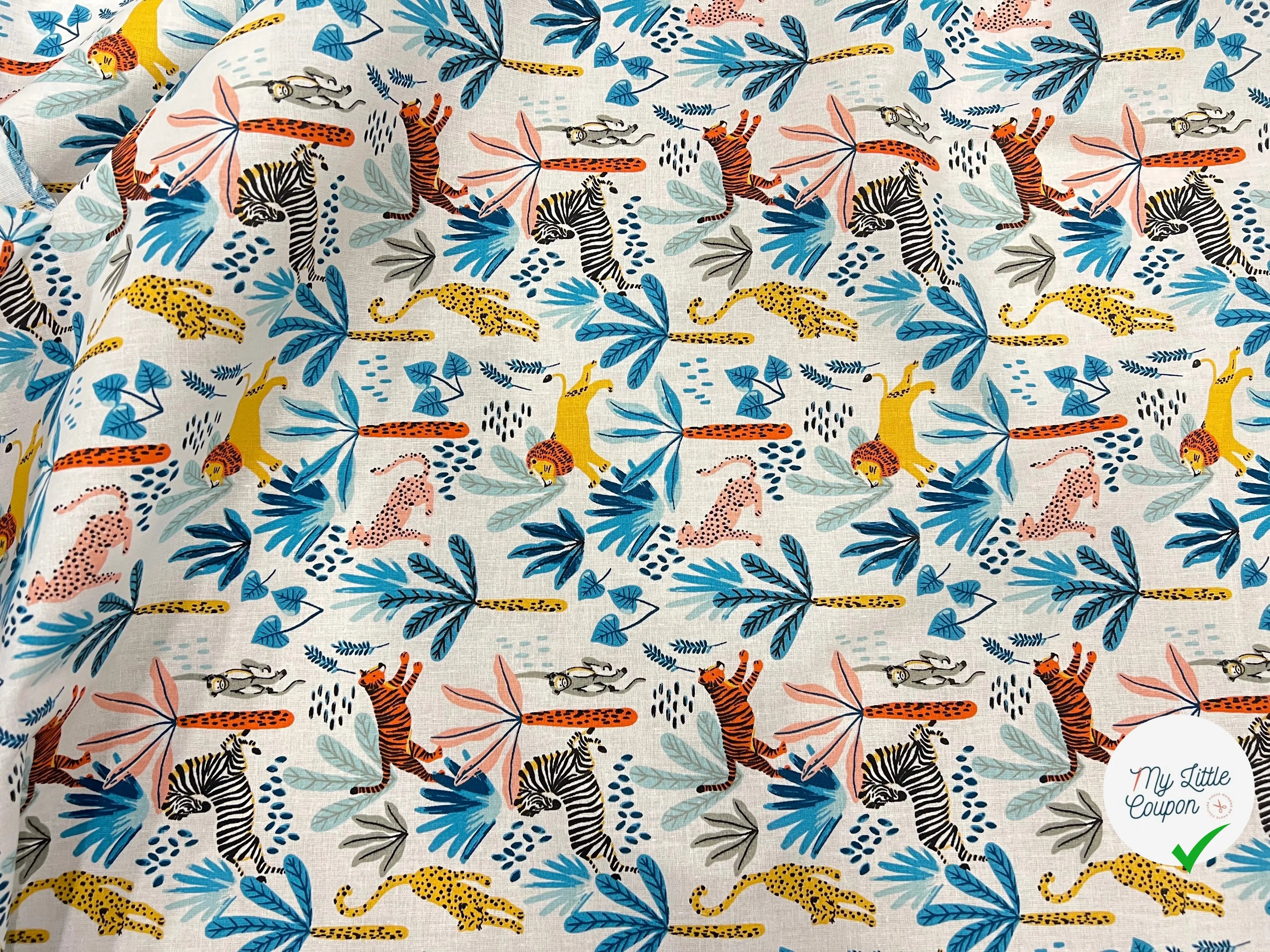 PERCALE COTON SIMBA BLEU PRINT - My Little Coupon