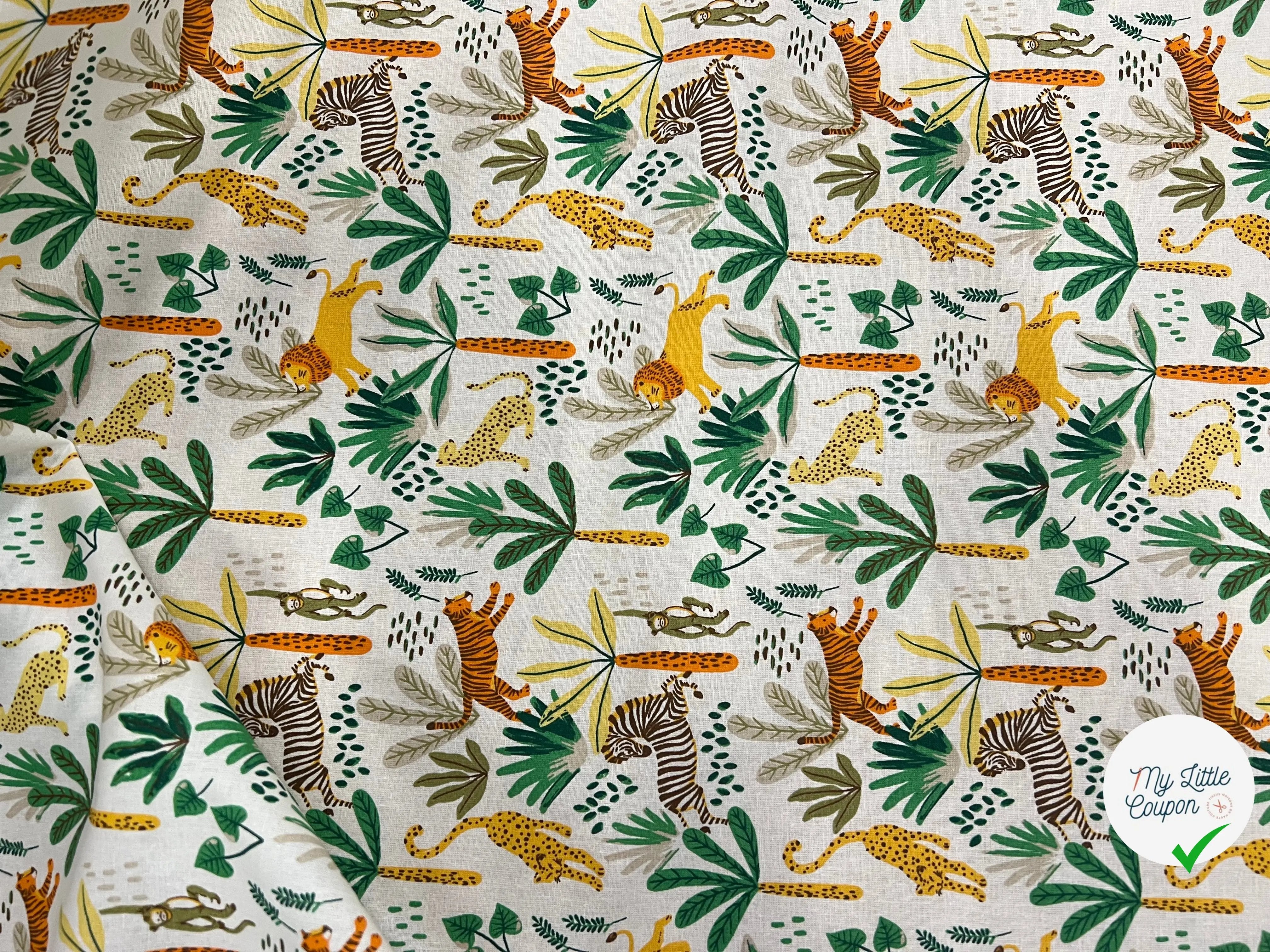 PERCALE COTON SIMBA VERT PRINT - My Little Coupon