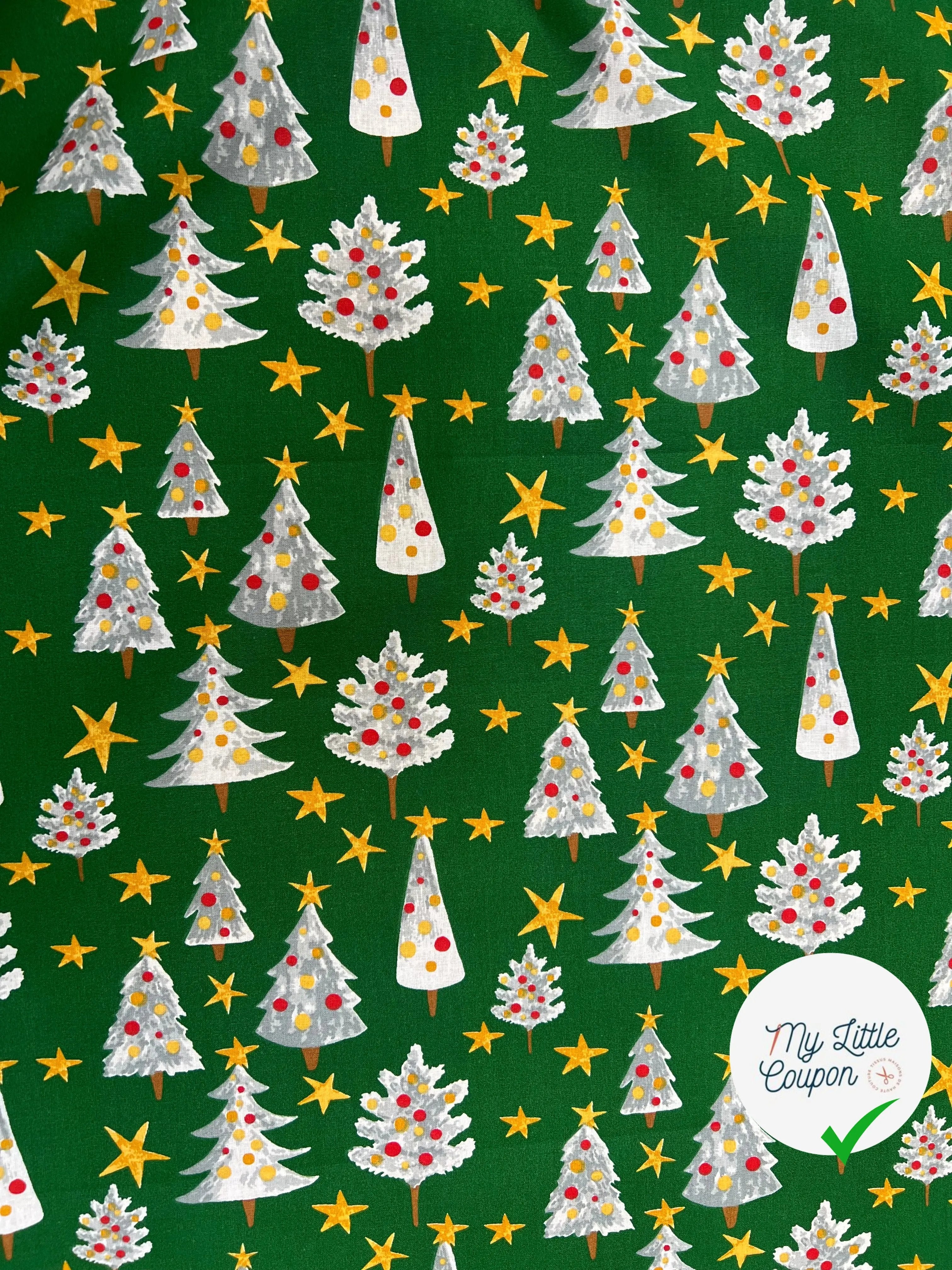 PERCALE COTON SOLVEIG VERT PRINT - My Little Coupon