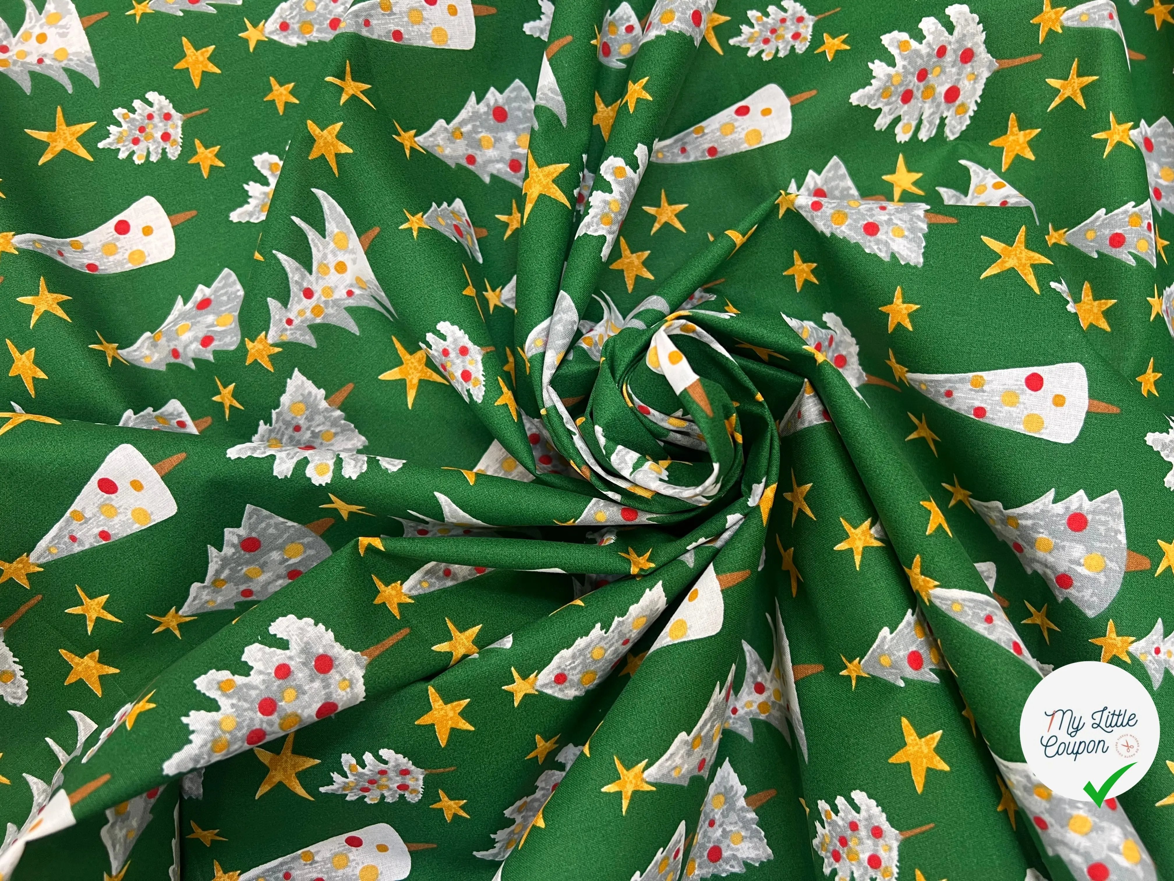 PERCALE COTON SOLVEIG VERT PRINT - My Little Coupon