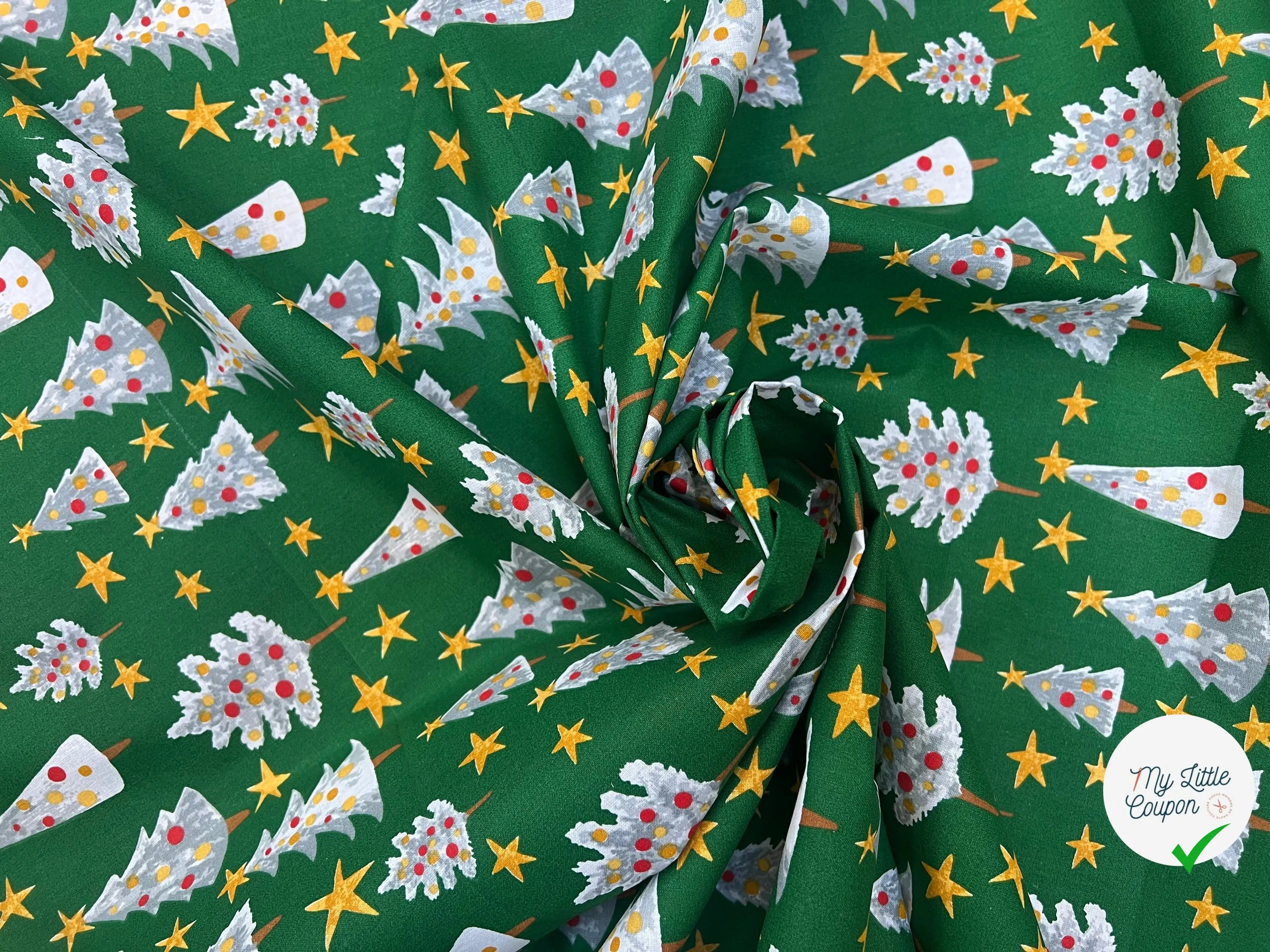 PERCALE COTON SOLVEIG VERT PRINT - My Little Coupon