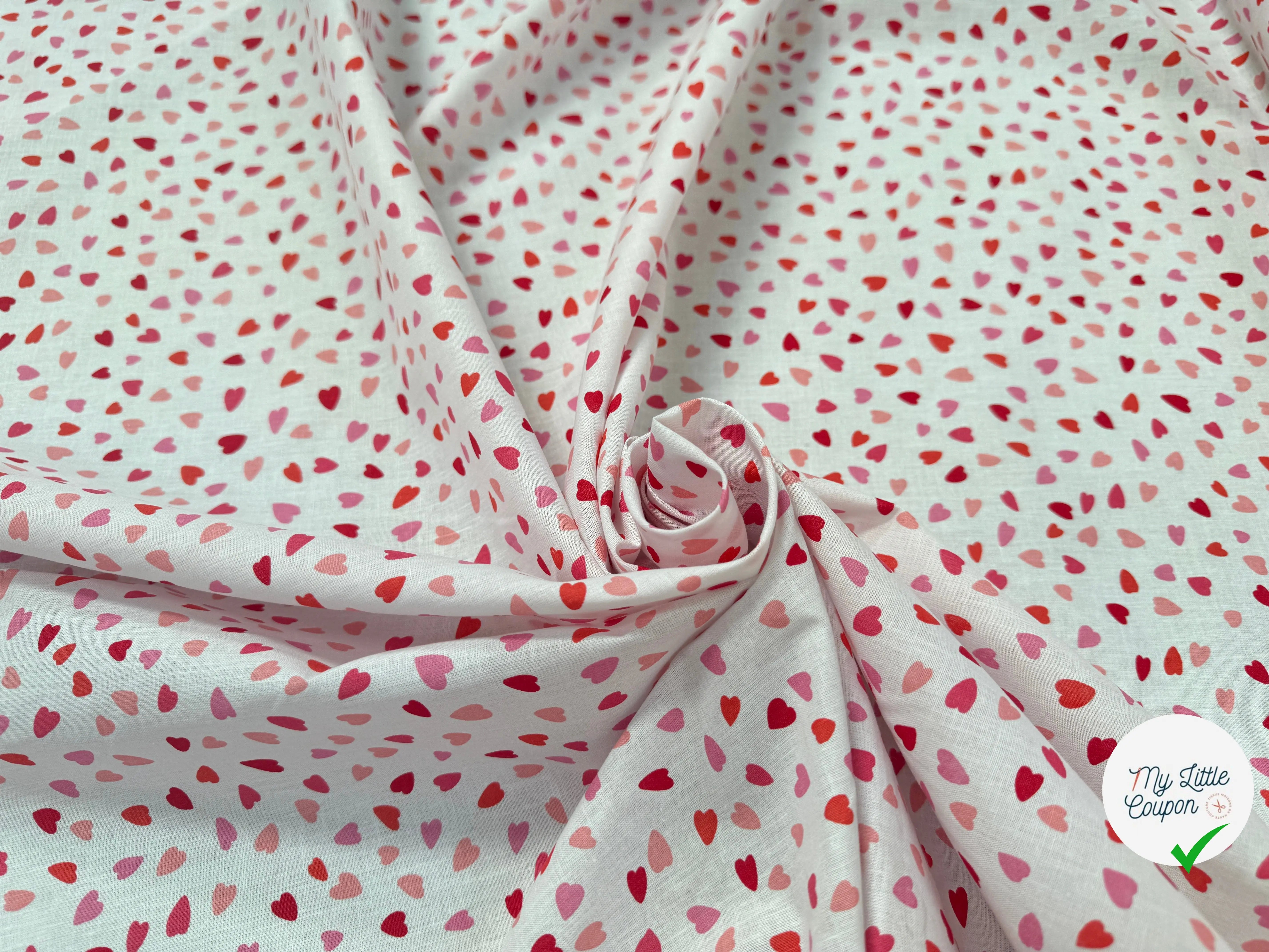 PERCALE DE COTON AMOUR BLANC - My Little Coupon