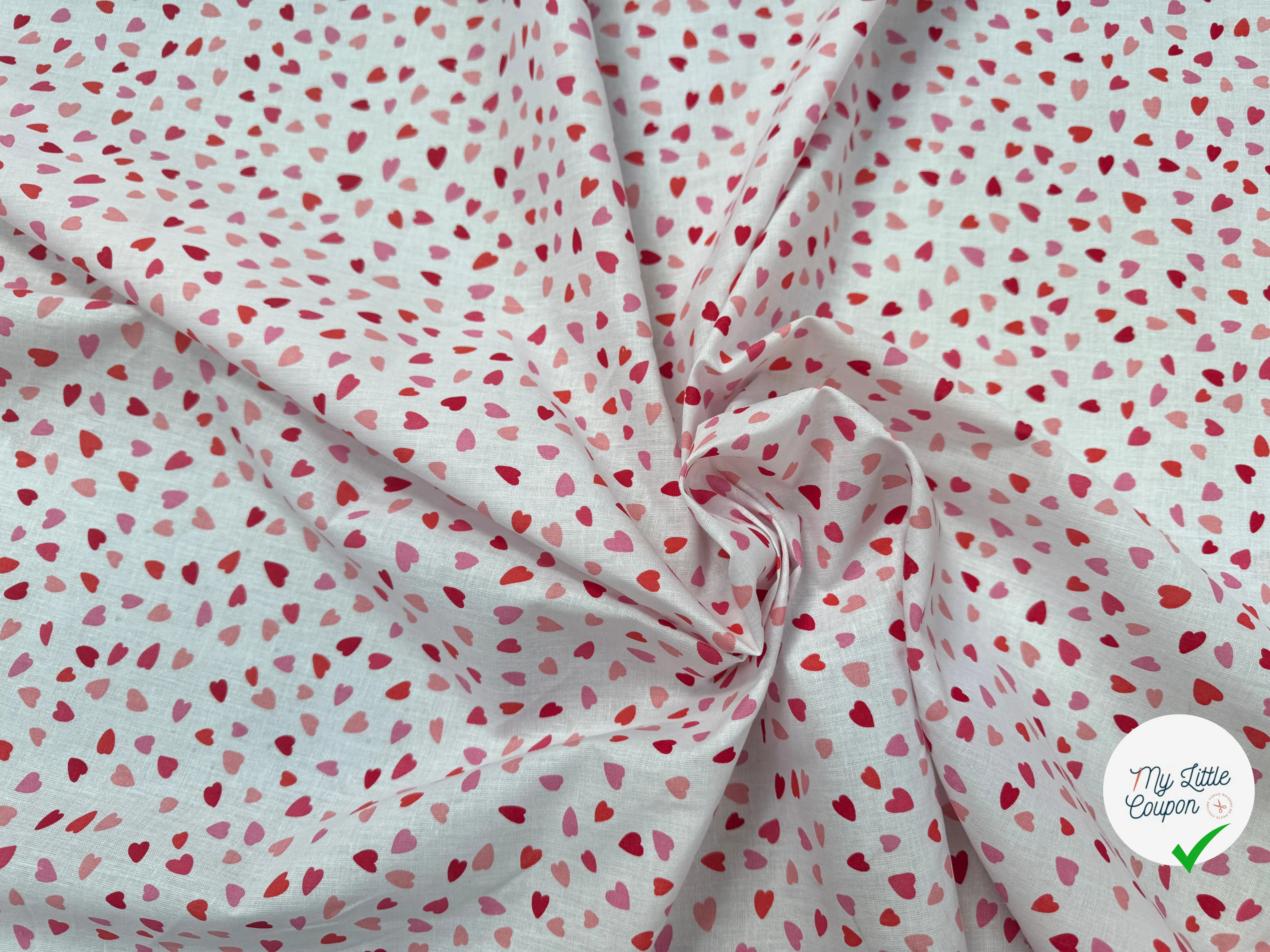 PERCALE DE COTON AMOUR BLANC - My Little Coupon