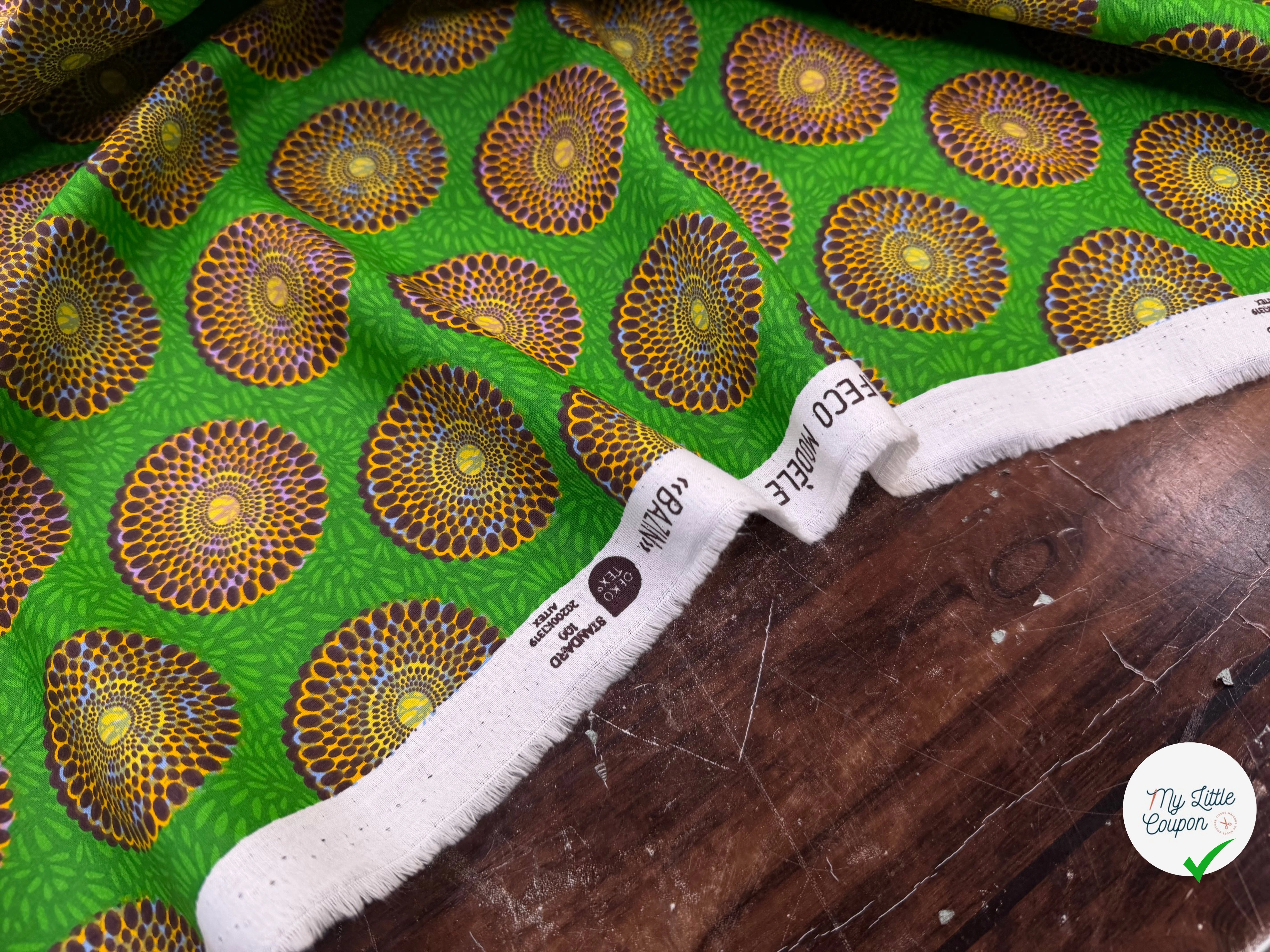 PERCALE DE COTON BAZIN VERT 150 CM - My Little Coupon
