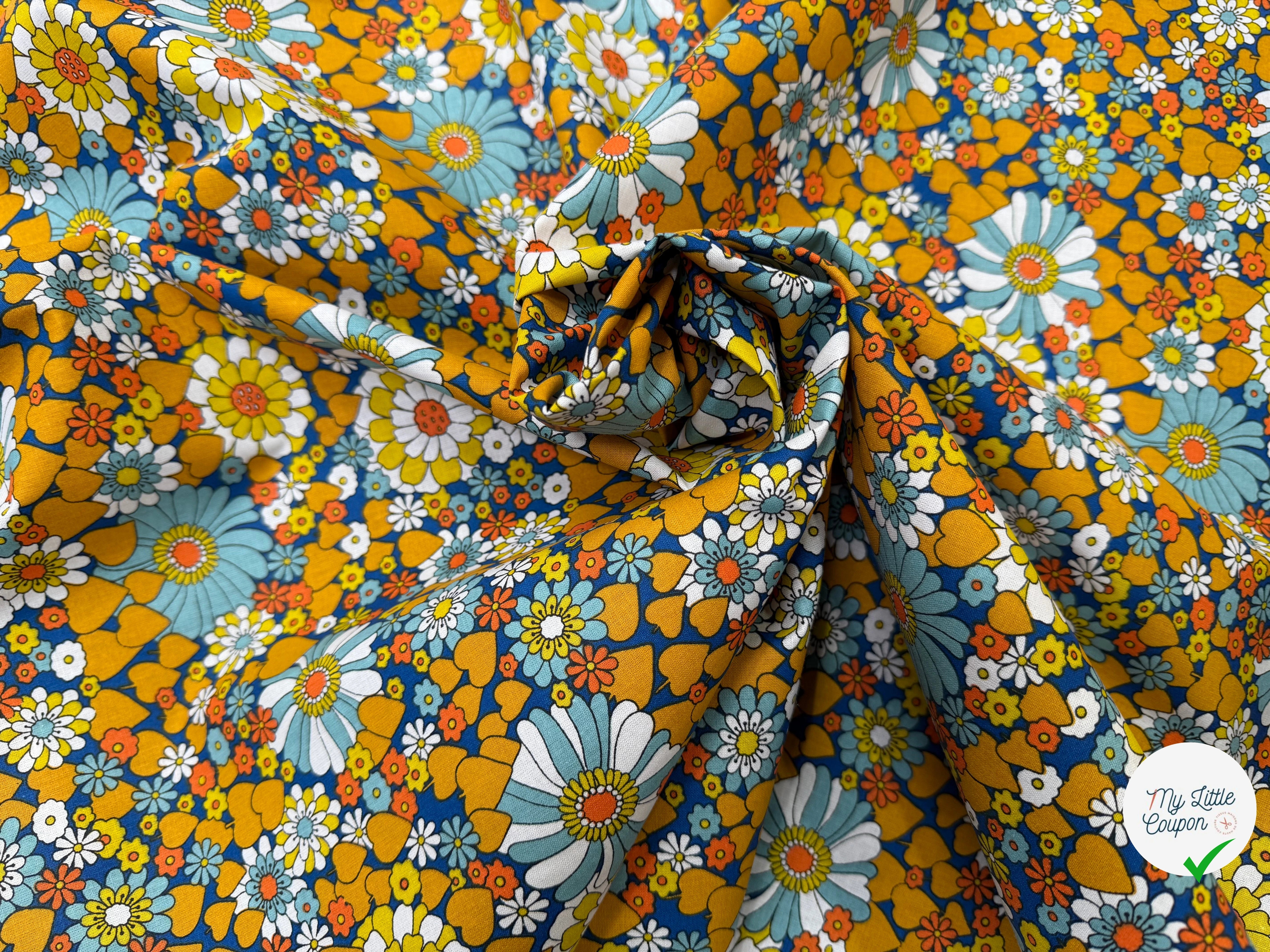 PERCALE DE COTON CHILL JAUNE BLEU 150 CM - My Little Coupon