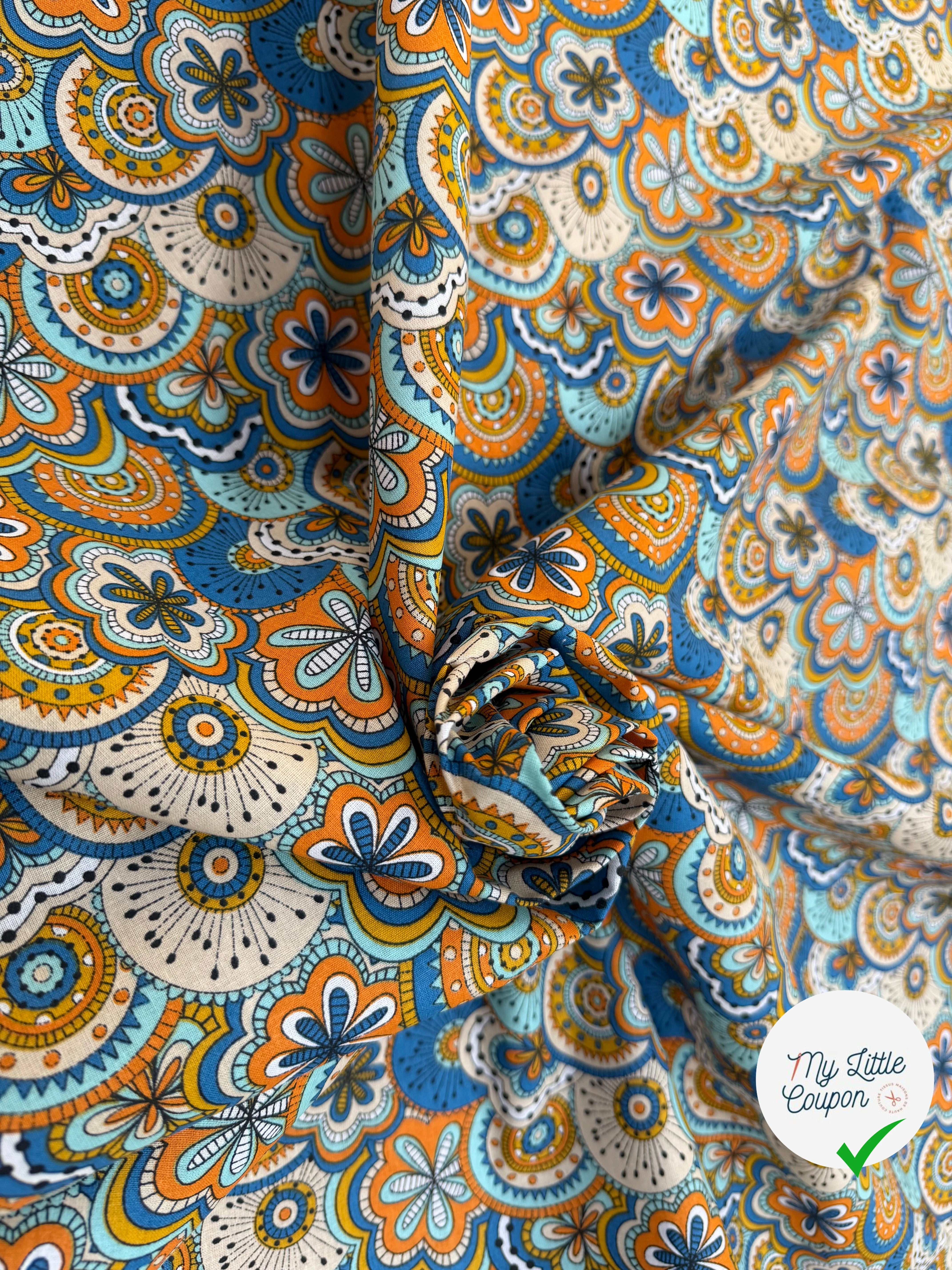 PERCALE DE COTON CHIMERE BLEU 150 CM - My Little Coupon