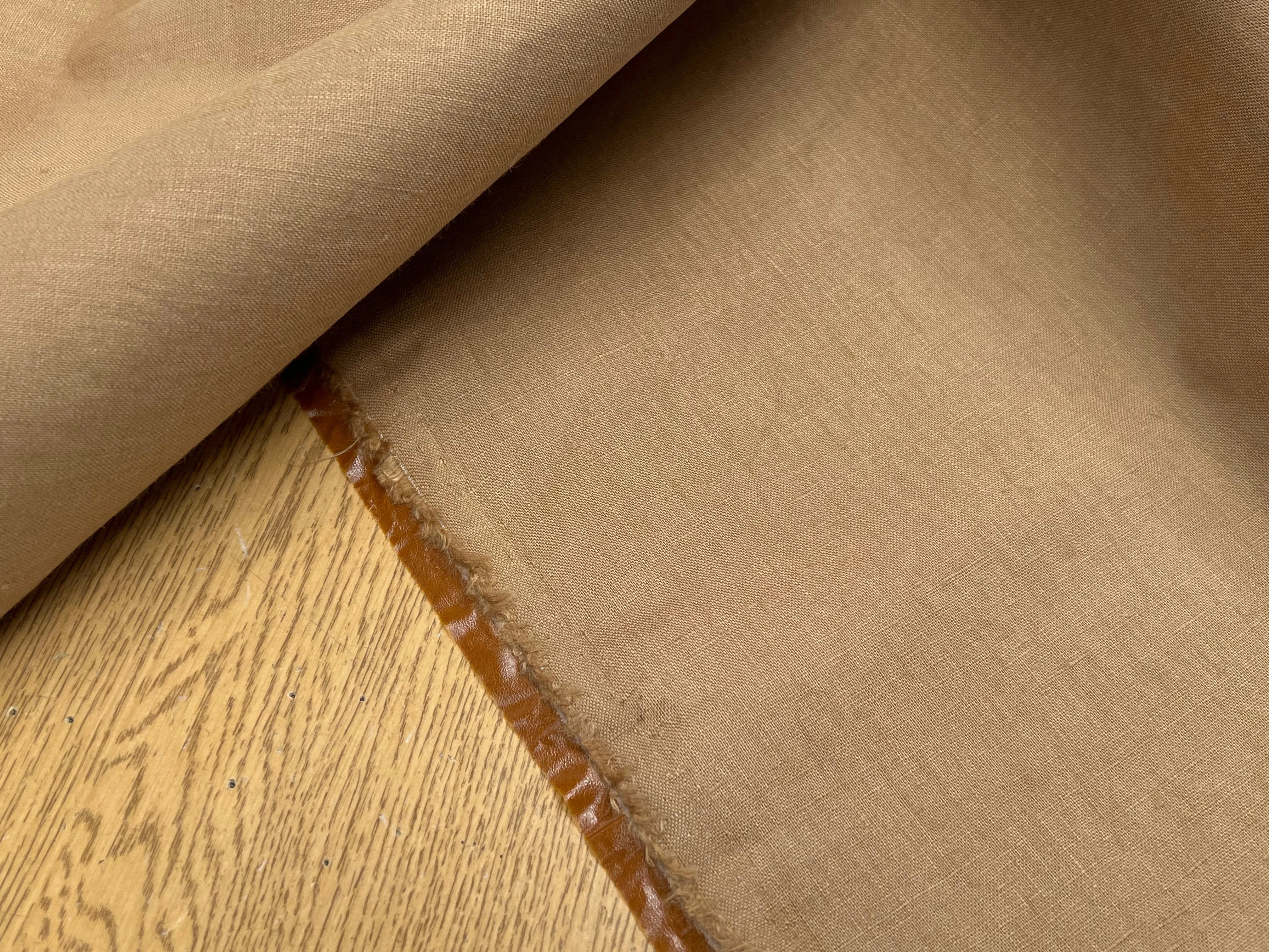 PERCALE DE COTON CHINTZÉ VILNIUS CONTRECOLLÉ ASPECT DAIM MARRON CAMEL - My Little Coupon