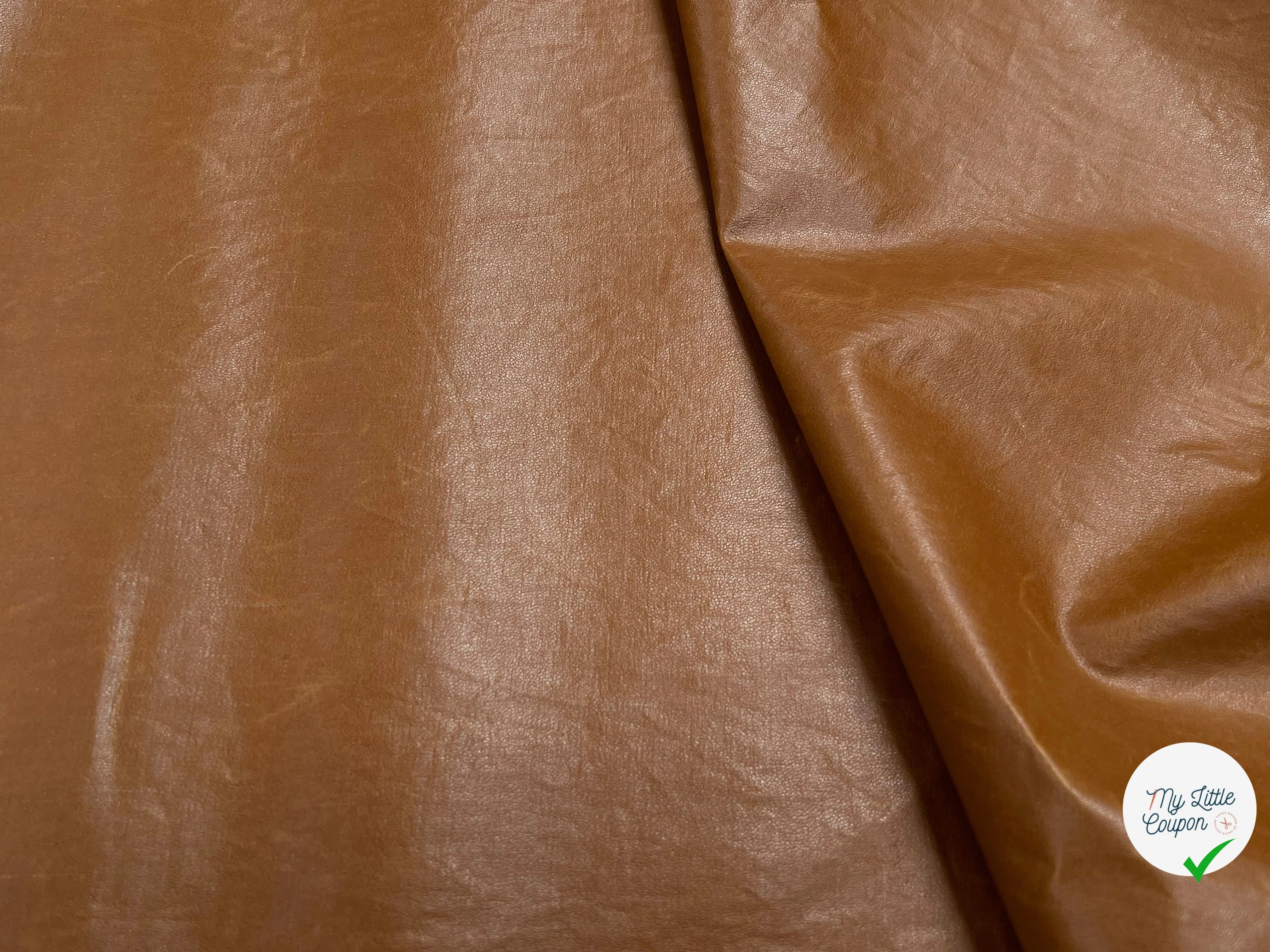 PERCALE DE COTON CHINTZÉ VILNIUS CONTRECOLLÉ ASPECT DAIM MARRON CAMEL - My Little Coupon