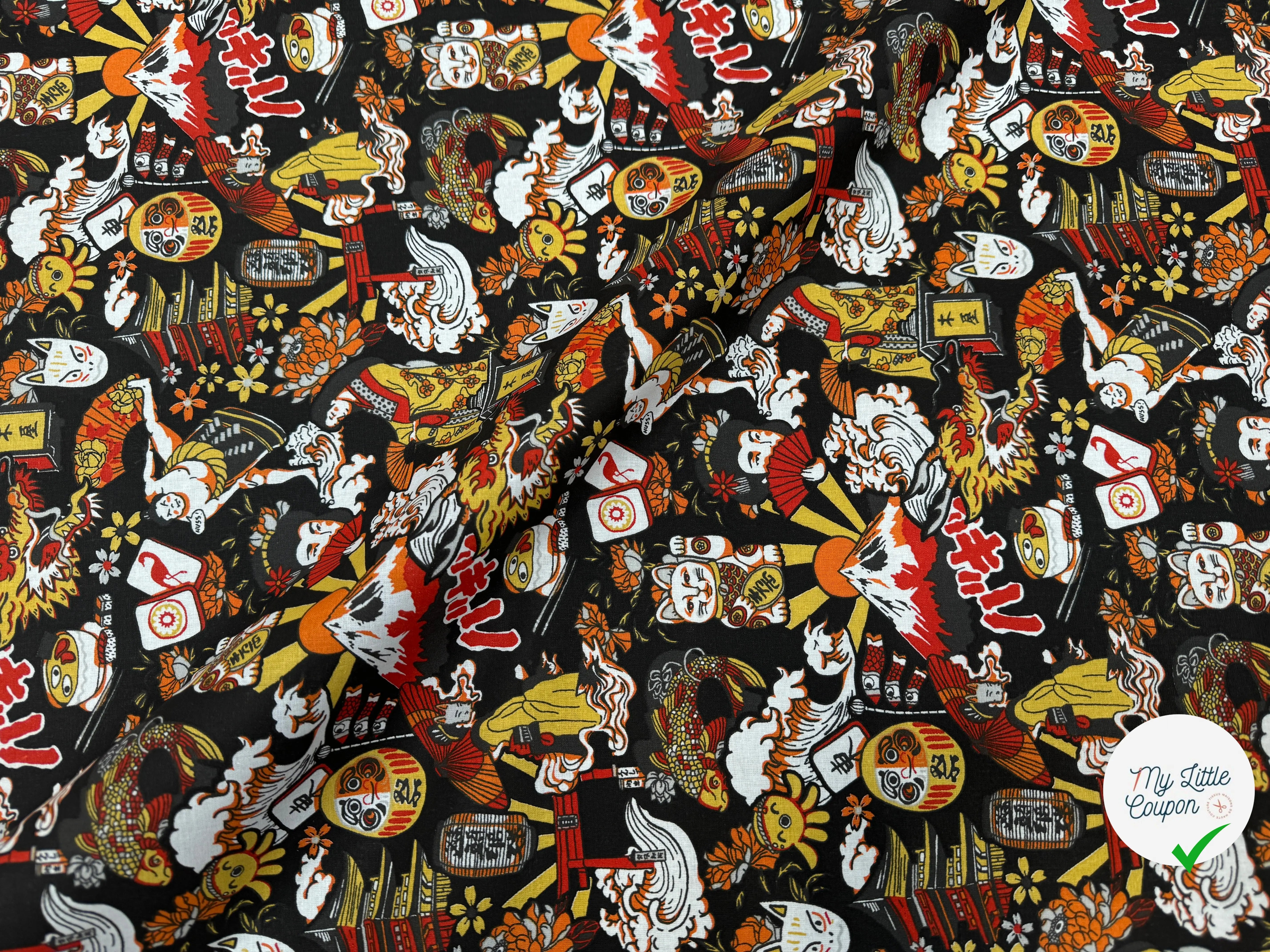 PERCALE DE COTON DARUMA NOIR - My Little Coupon